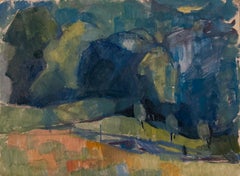 1960
s British Modernist Oil Painting Sludgy Green Moody Atmospheric Landscape