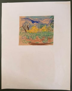 Bright Vineyard Landscape Study of 1960's British Modernist Drawing