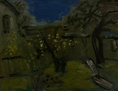 Olivenhaine unter Mondlicht Gartenzaun Britische Modernist Ölgemälde