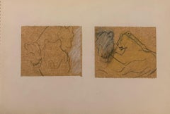 Paired Studies of Lions in Profile 1960
s British Modernist Drawing