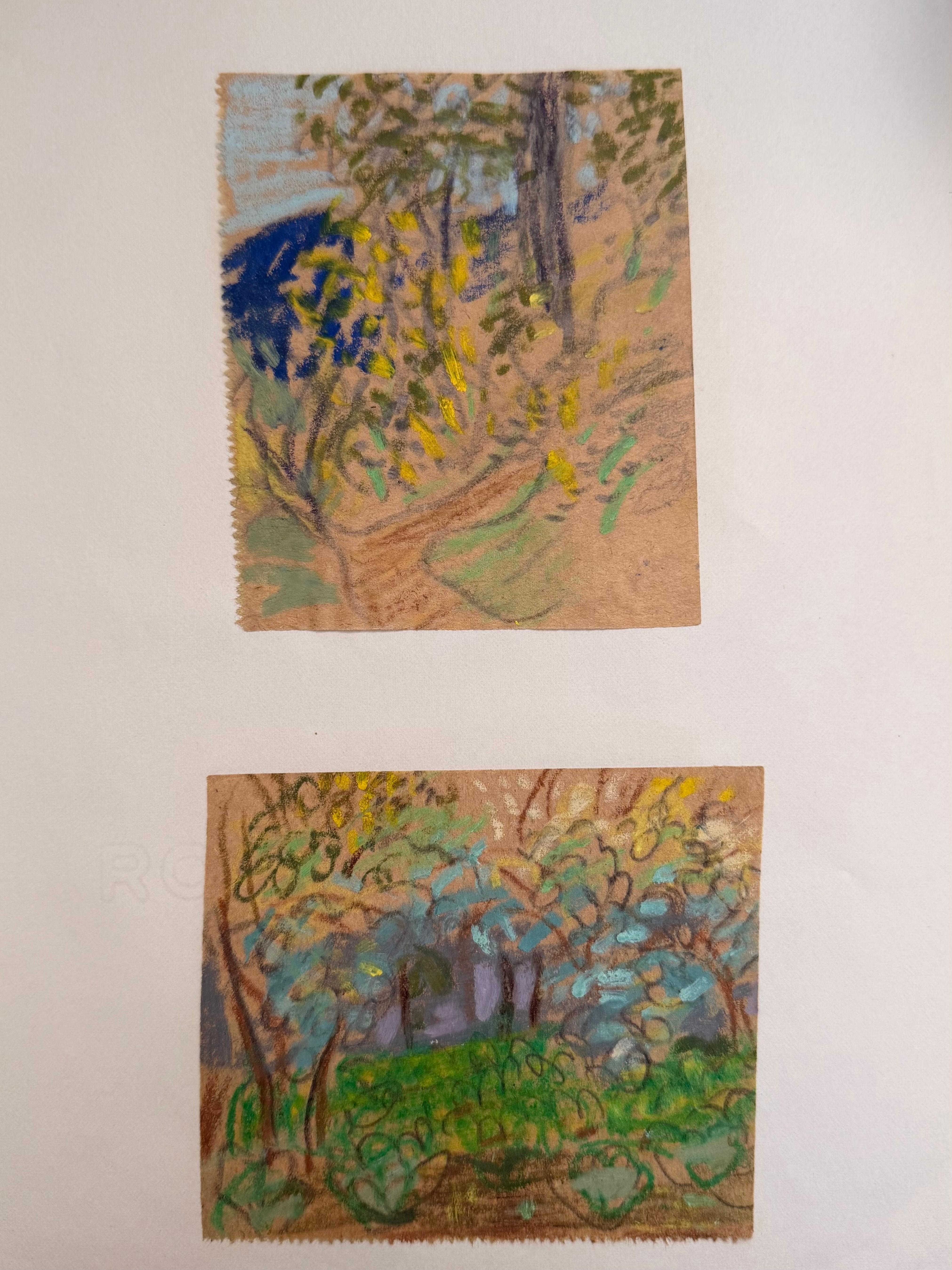 Irina Hale Landscape Painting - Set of 2 Bright Landscape Studies of 1960's British Modernist Drawings