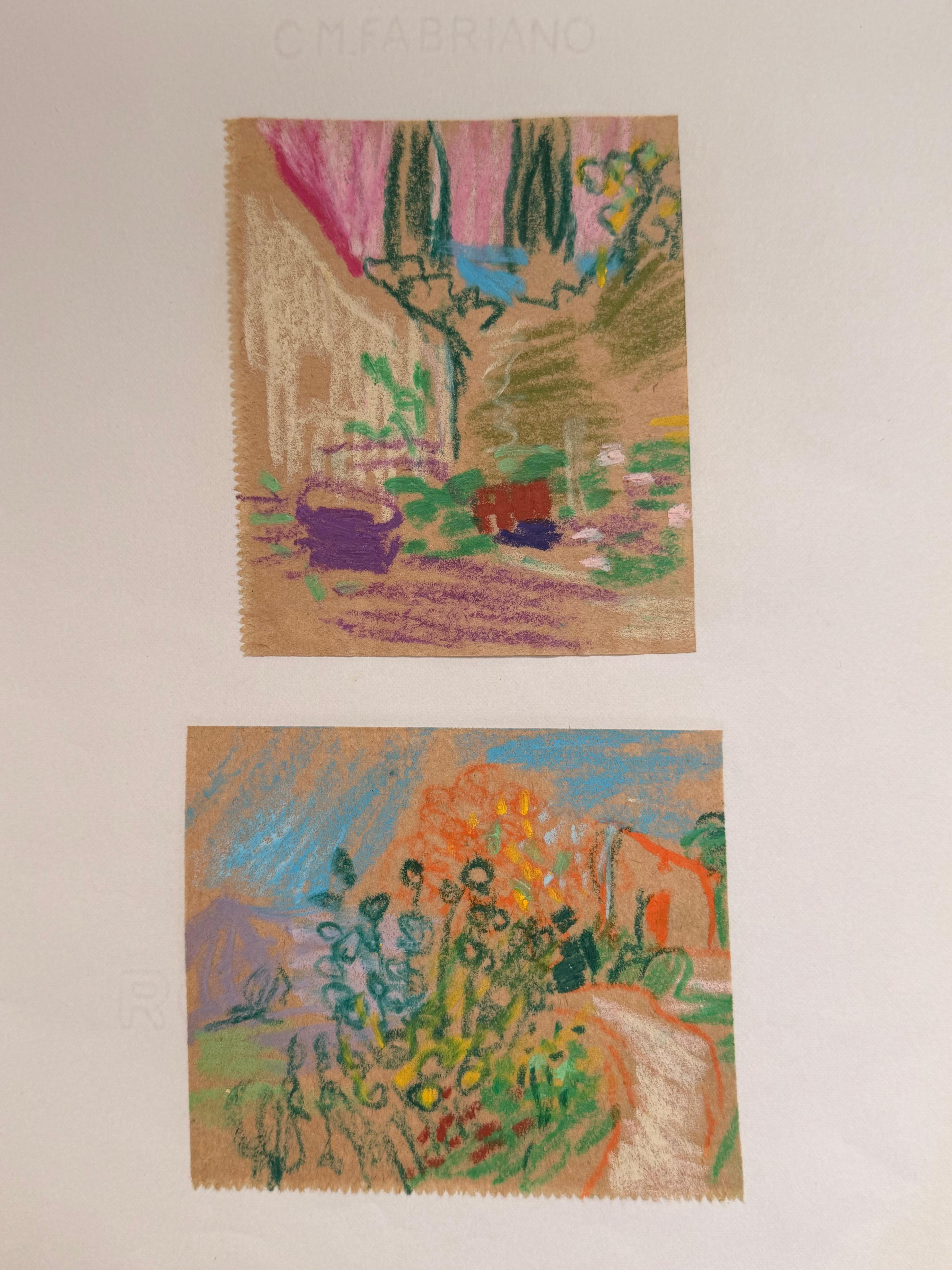 Irina Hale Landscape Painting - Set of 2 Bright Landscape Studies of 1960's British Modernist Drawings