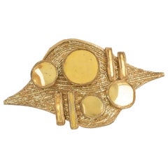 Irina Jarworska, Line Vautrin School Gold Resin and Mirror Pin Brooch