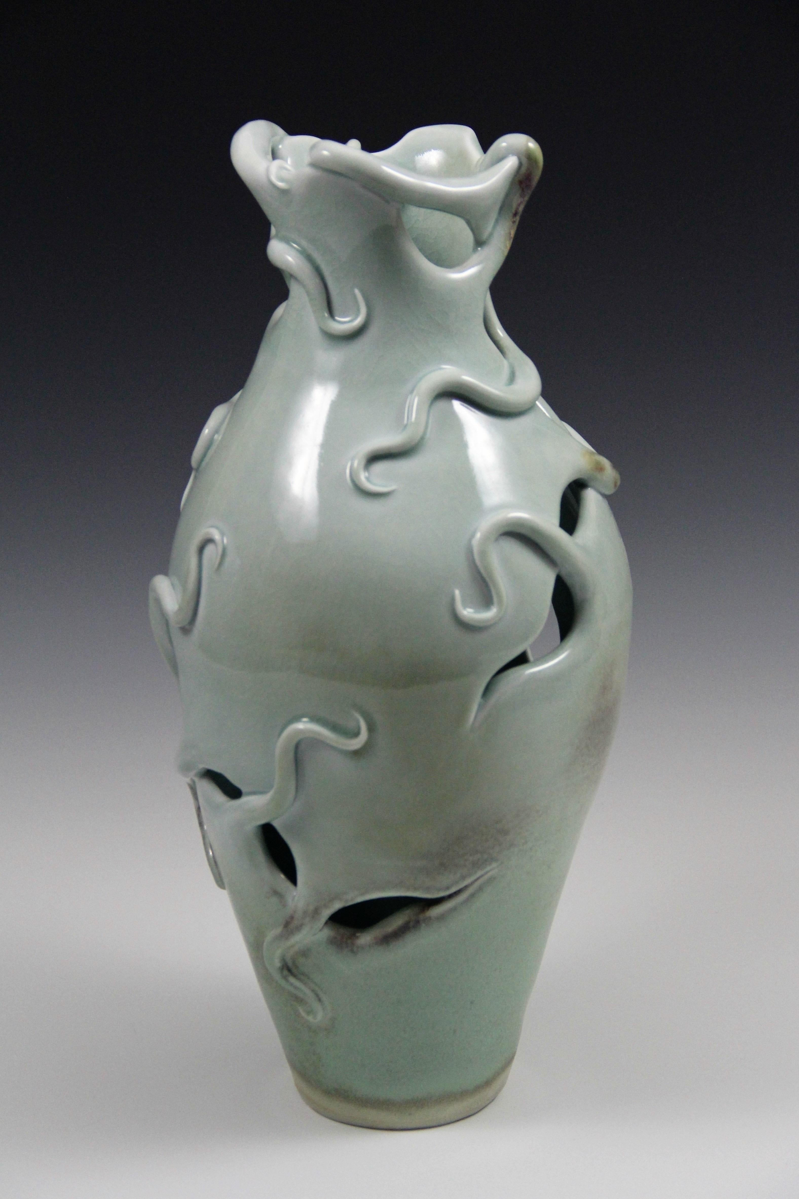 Medusa Jarrón #7- Jarrón de porcelana hecho a mano