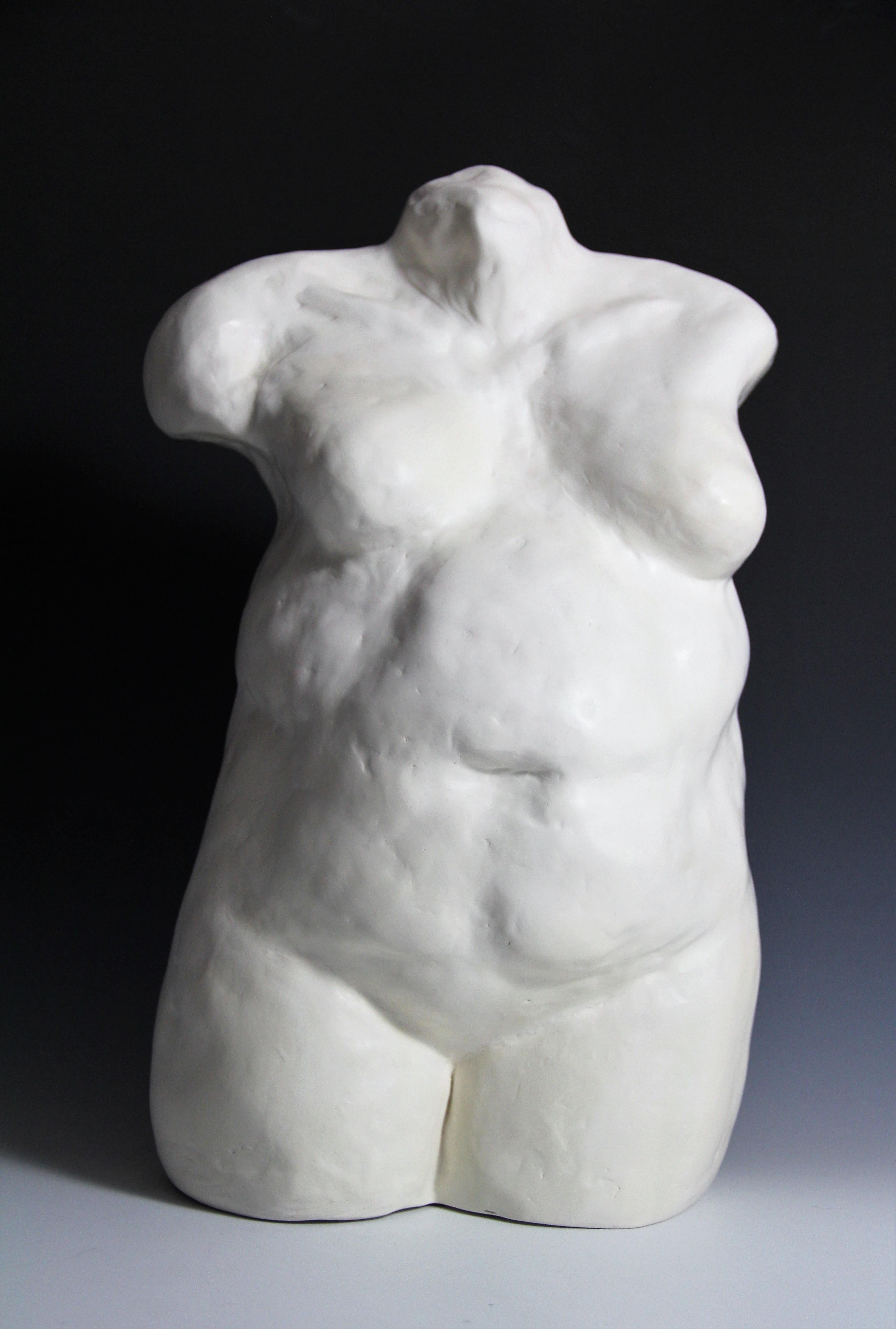 Nude Sculpture Irina Lakshin - Torse blanc féminin - sculpture en céramique d'un corps de femme