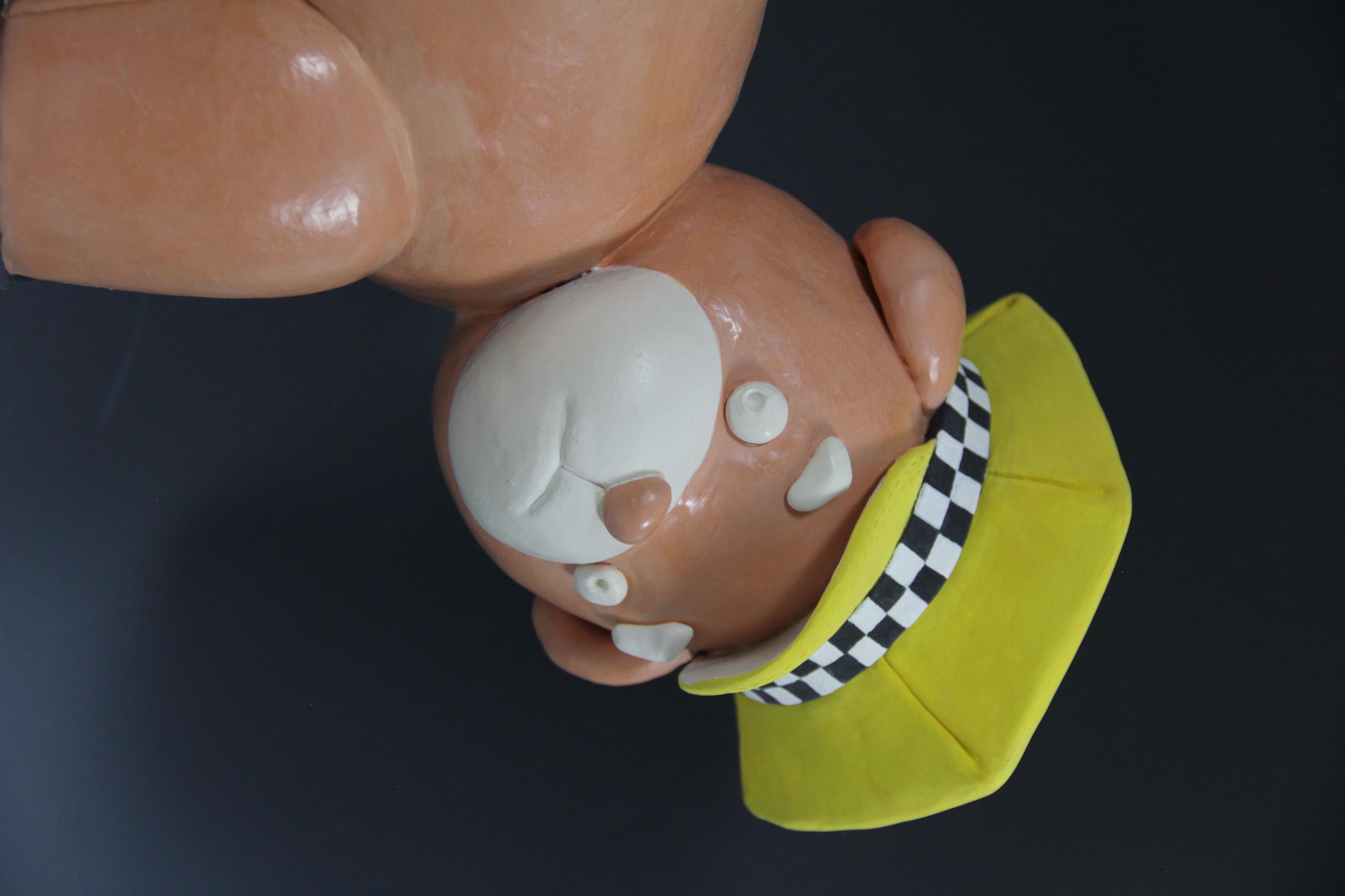 Flat tire - ceramic bear sculpture, taxi bear For Sale 1