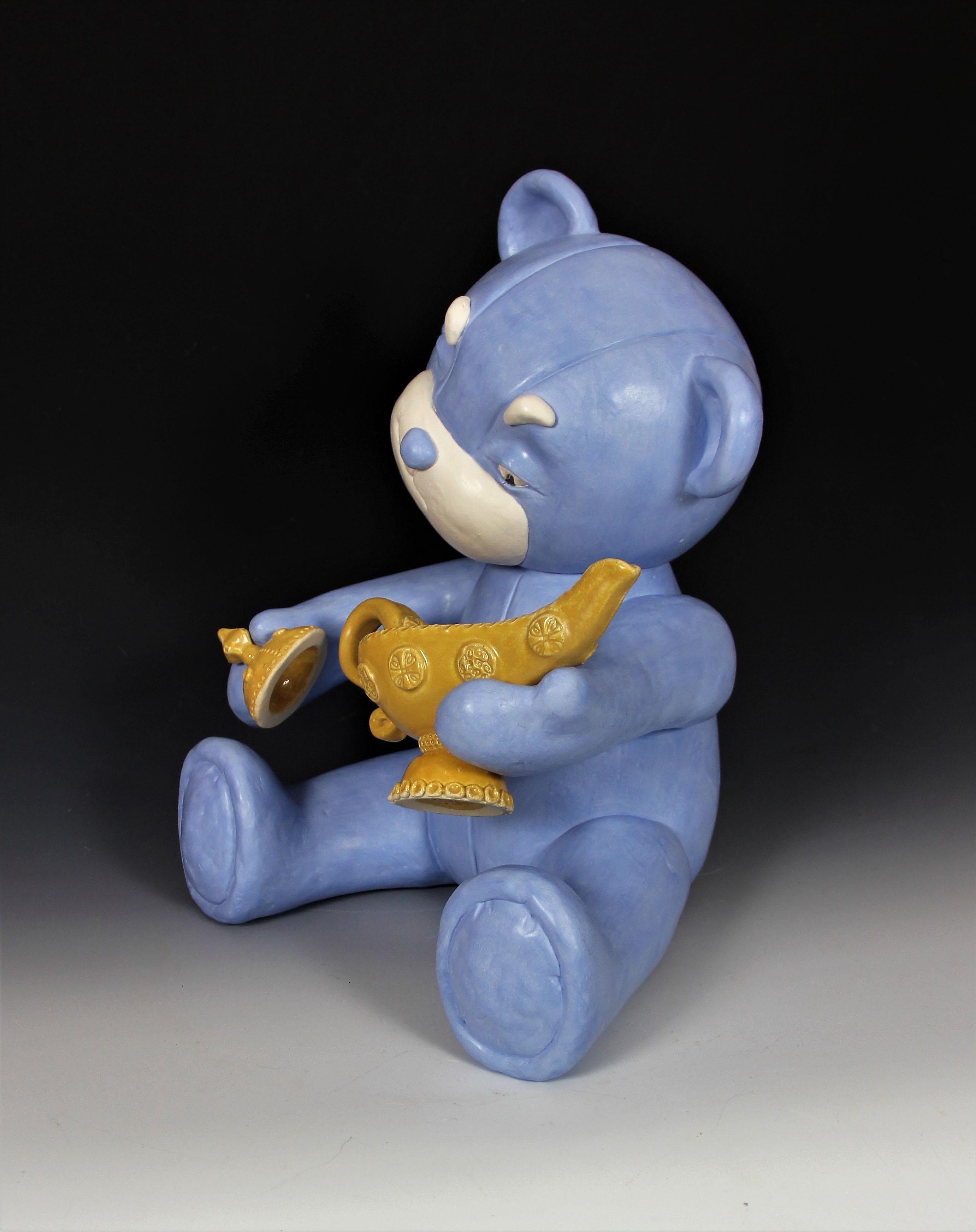 « Looking for a Miracle » Sculpture en céramique, argile de grès, ours de Terra Sigillata en vente 1
