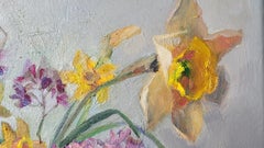Ha llegado la primavera. Bodegón, Flores de primavera, Óleo sobre lienzo, Horizontal