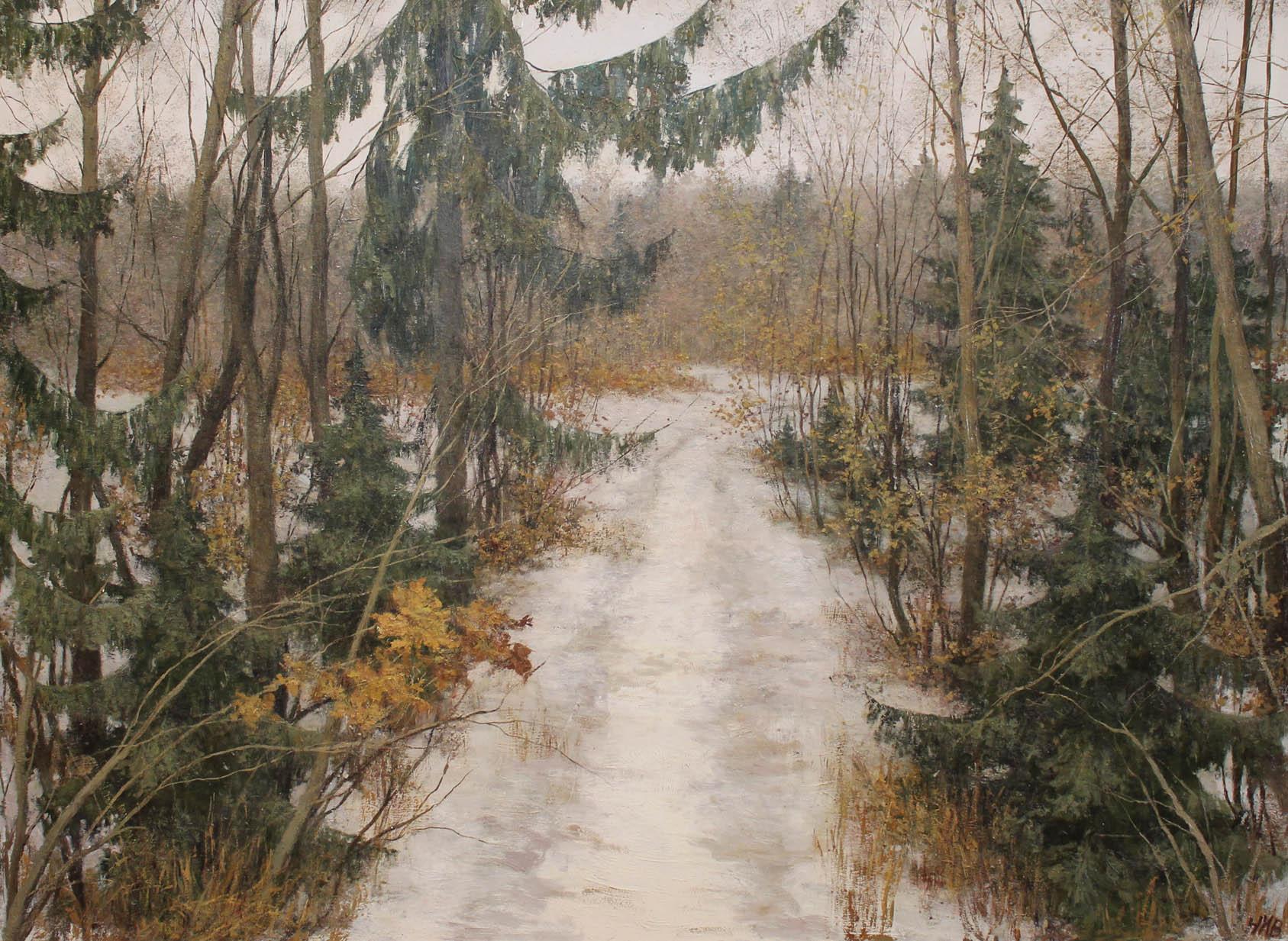 Irina Novikova Landscape Painting – Tannenwäldchen