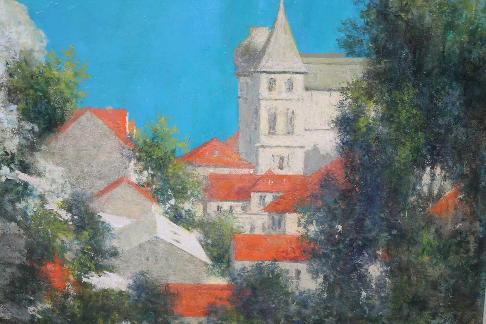 Toits, vieille ville - Réalisme Painting par Irina Novikova