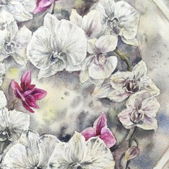 Royal orchid Floral watercolor painting for living room