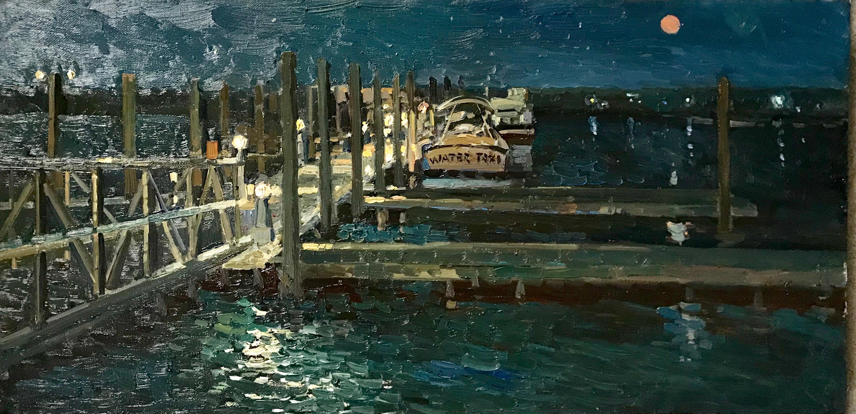 Irina Rybakova Landscape Painting - Water Taxi in Sag Harbor