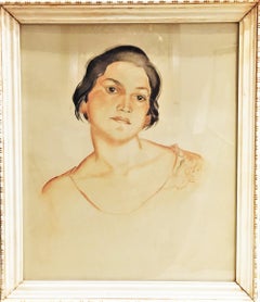 Irina Shtenberg, Portrait of a Young Woman, Watercolor on Paper, circa 1940s