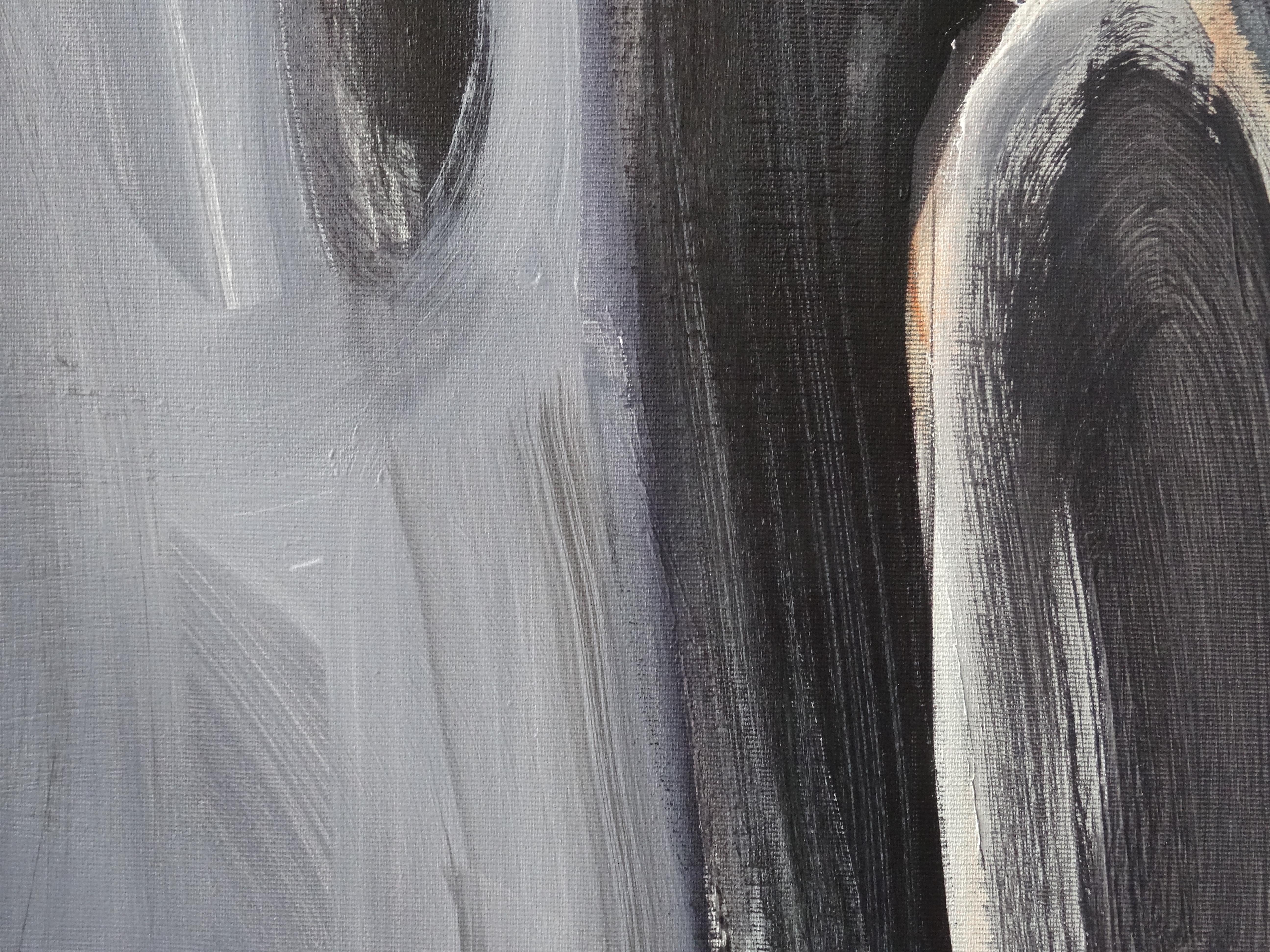 Human touch II. 2020. Canvas, acrylic, 110x150 cm - Gray Abstract Painting by Irina Spakova