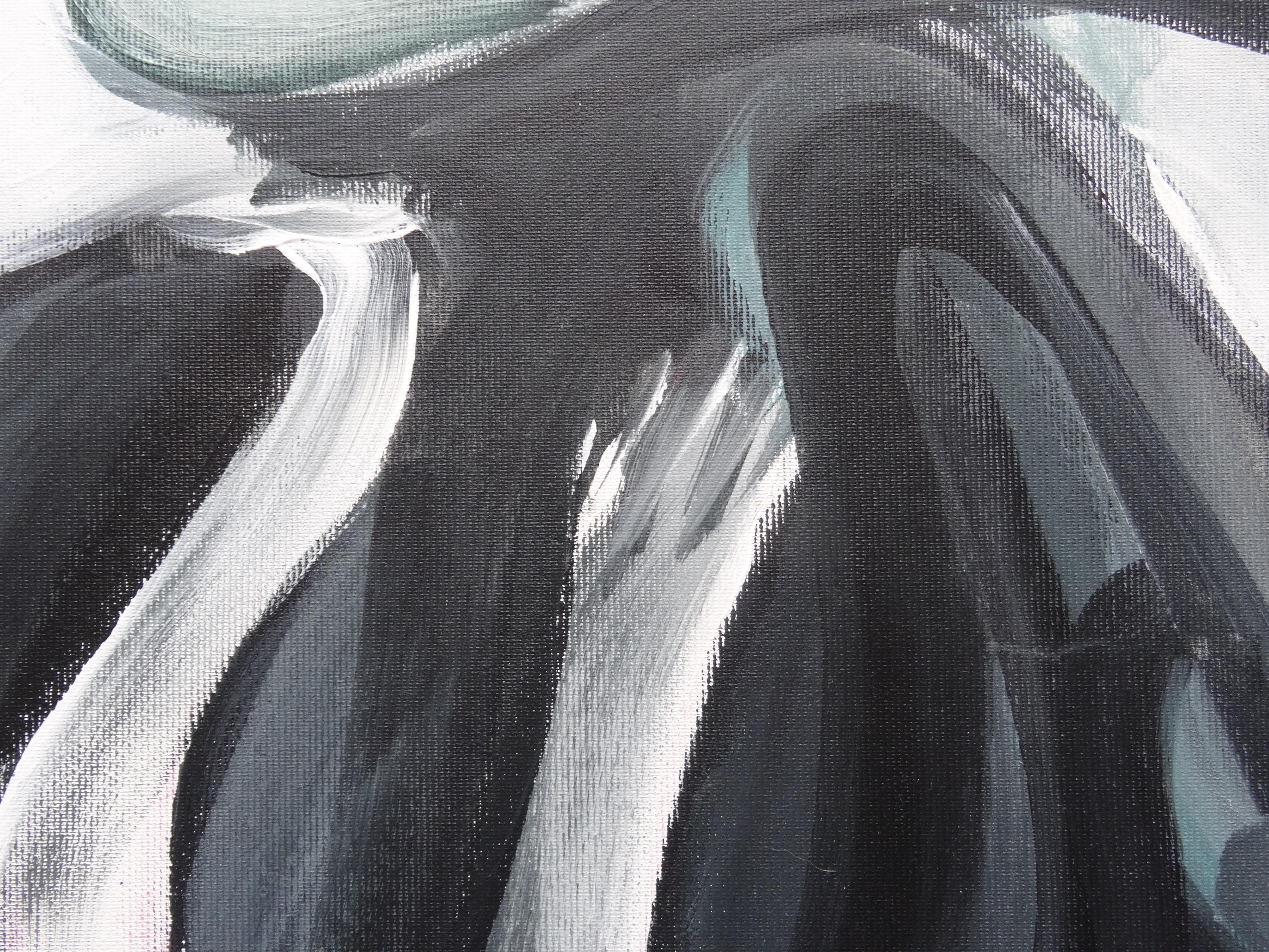 Menschliche Berührung VIII. 2020. Segeltuch, Acryl, 60x41 cm (Grau), Abstract Painting, von Irina Spakova