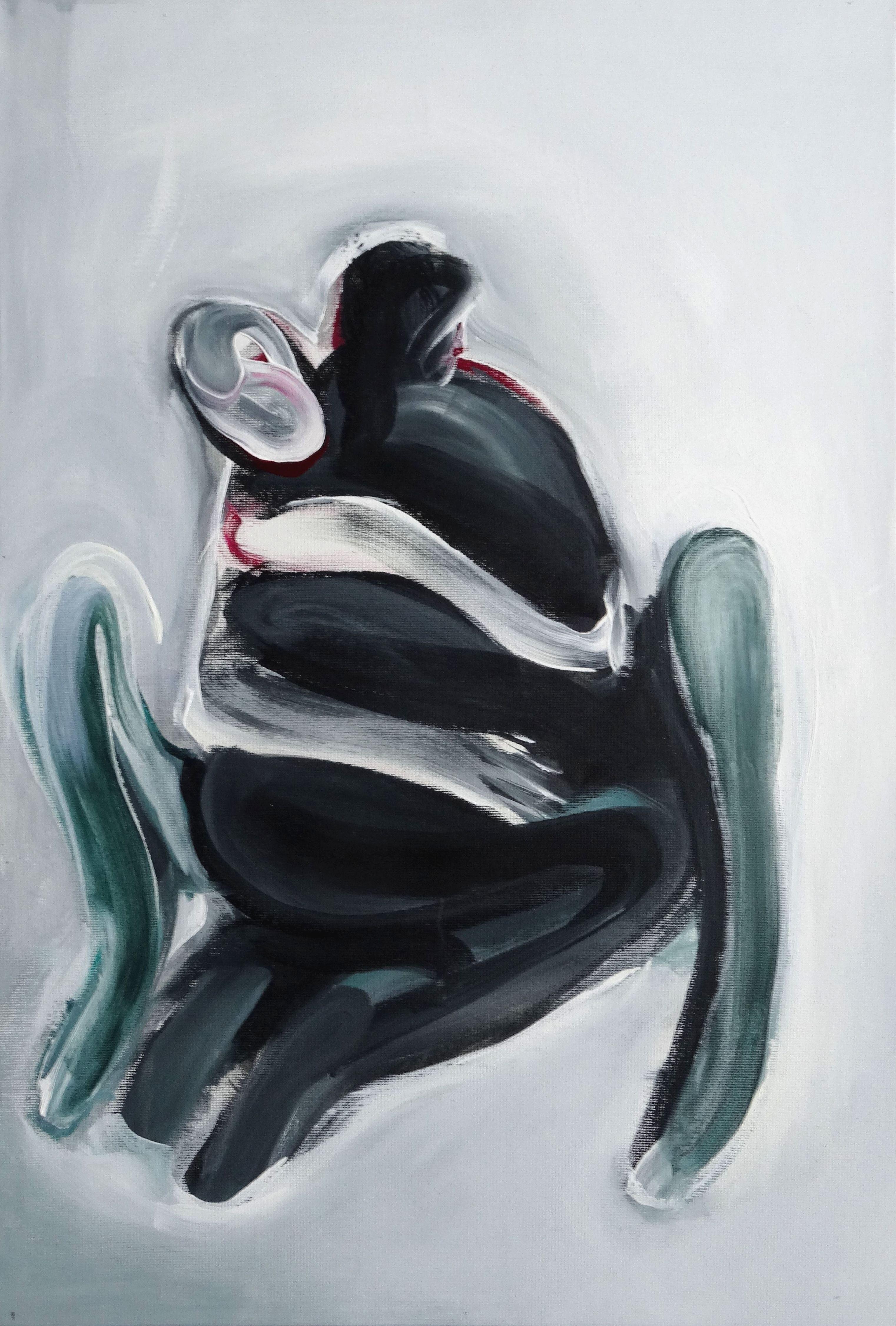 Irina Spakova Abstract Painting – Menschliche Berührung VIII. 2020. Segeltuch, Acryl, 60x41 cm