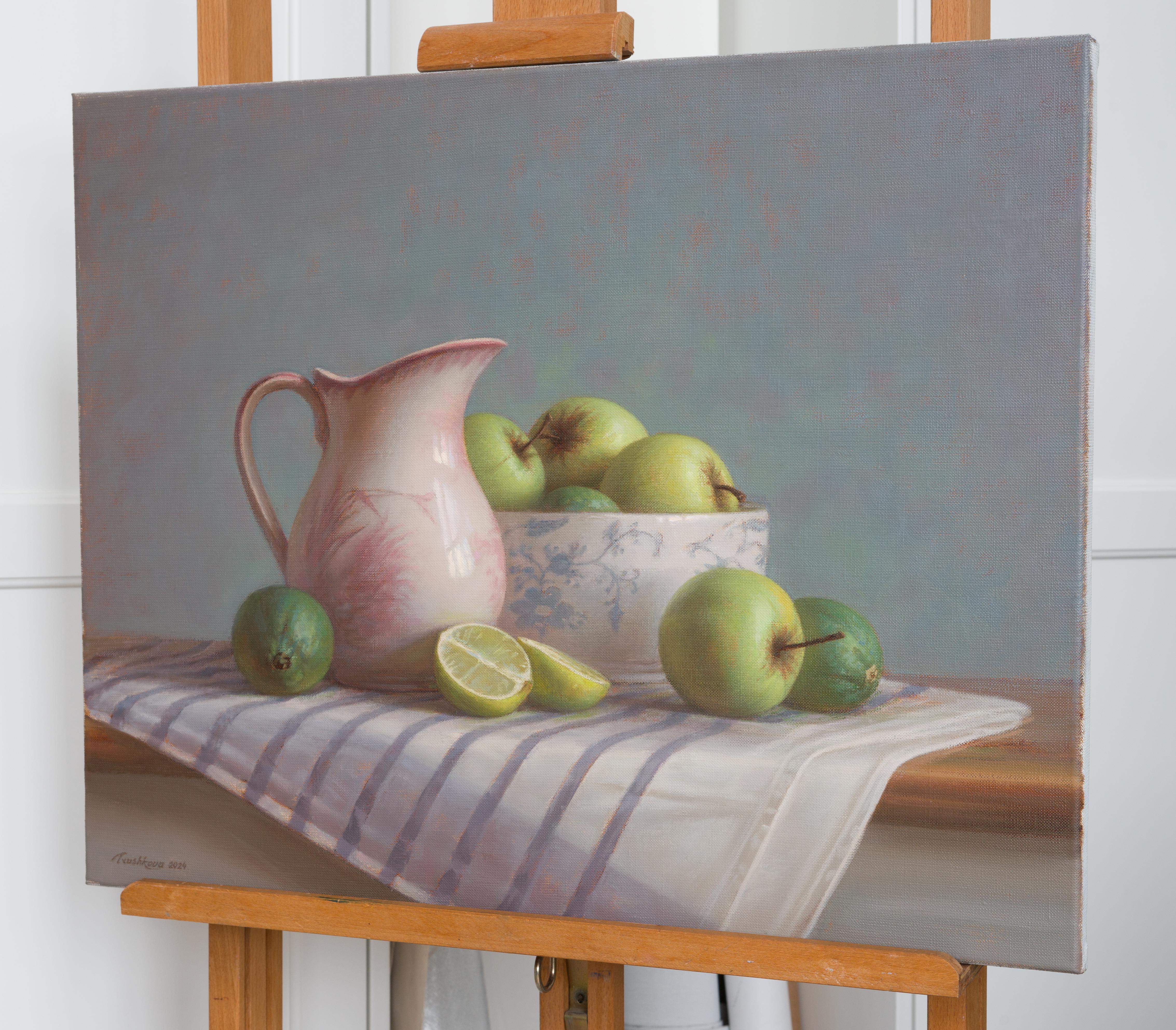 Mele e lime. Pittura ad olio originale - Painting di Irina Trushkova