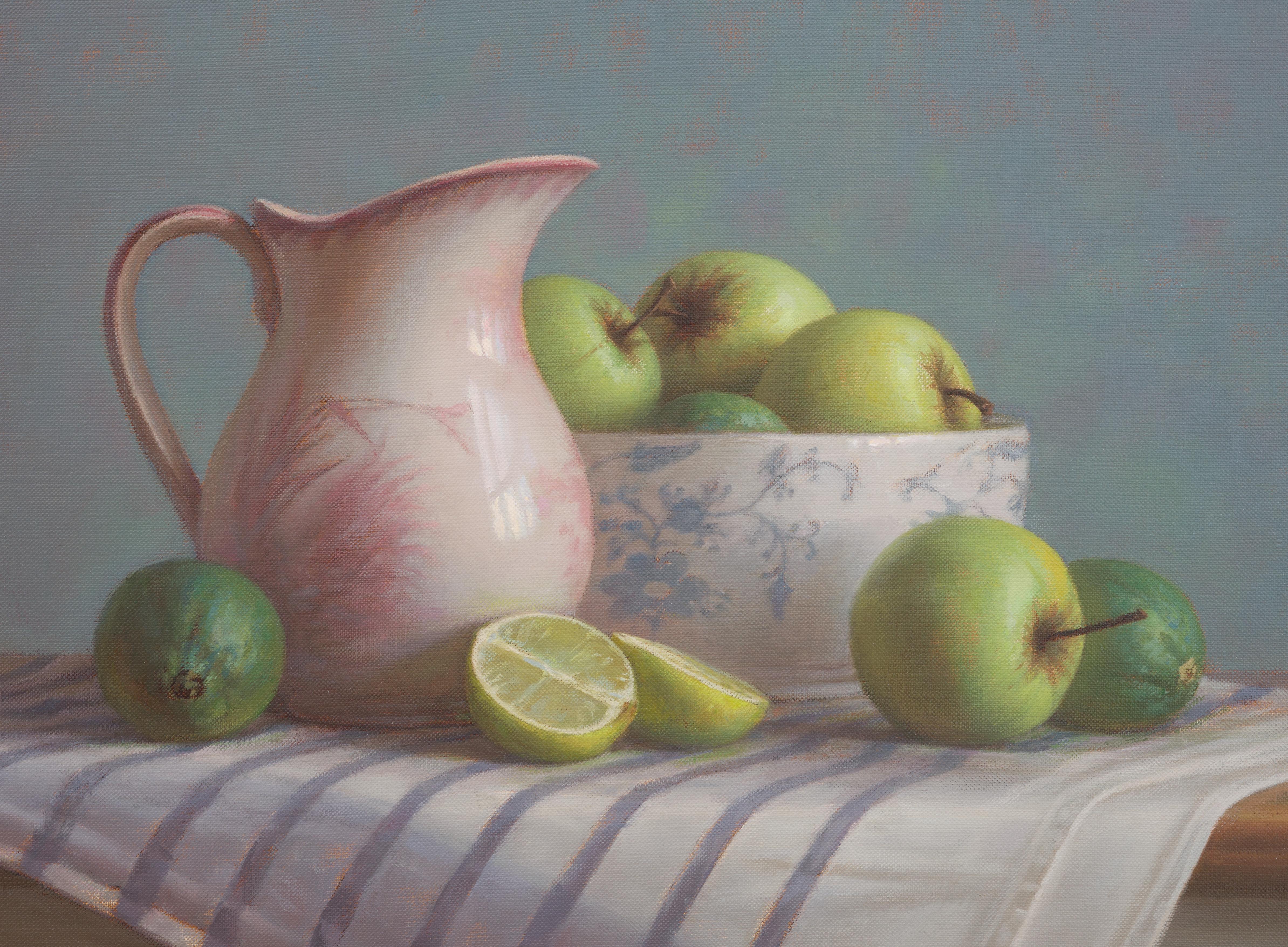 Mele e lime. Pittura ad olio originale - Painting Realismo di Irina Trushkova
