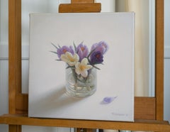 Crocuses, Belgian Original Oil Painting with Flowers by Irina Trushkova