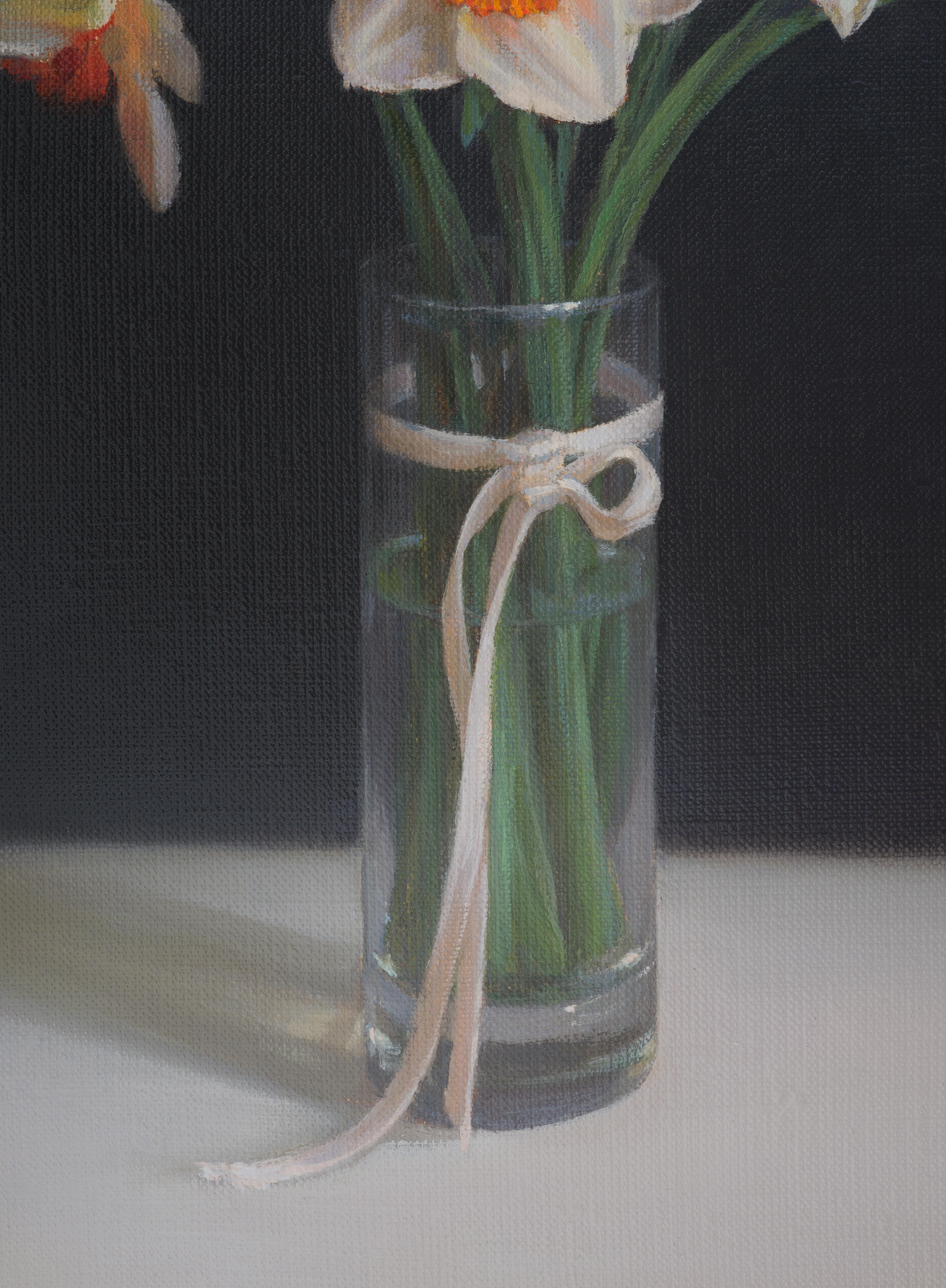 Gift, Realist Modern Still life oil painting with daffodils by Irina Trushkova For Sale 2