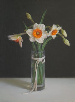 Gift, Realist Modern Still life oil painting with daffodils by Irina Trushkova