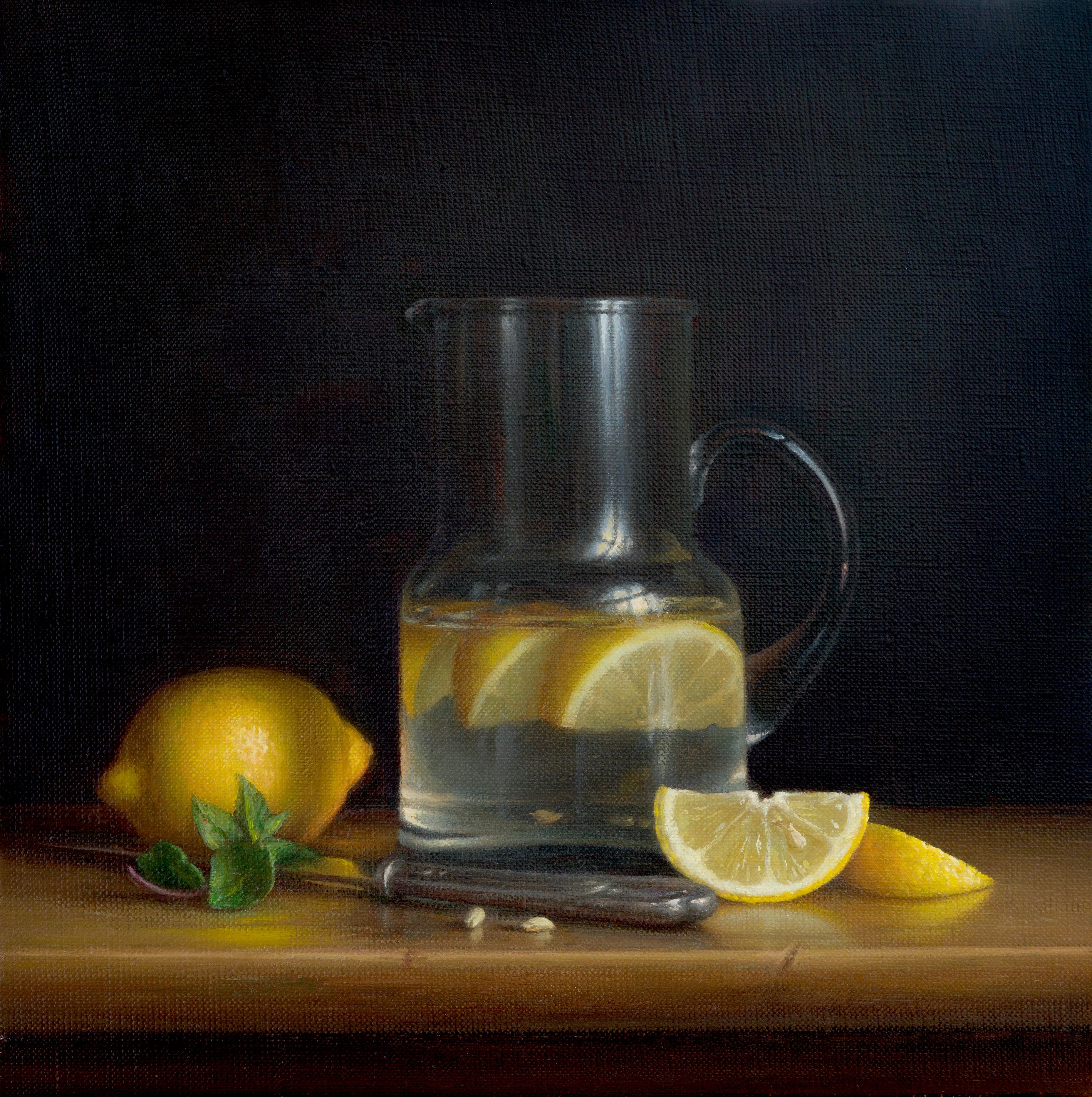 Irina Trushkova Still-Life Painting -  Lemon water- original modern realism oil painting- impressionist art