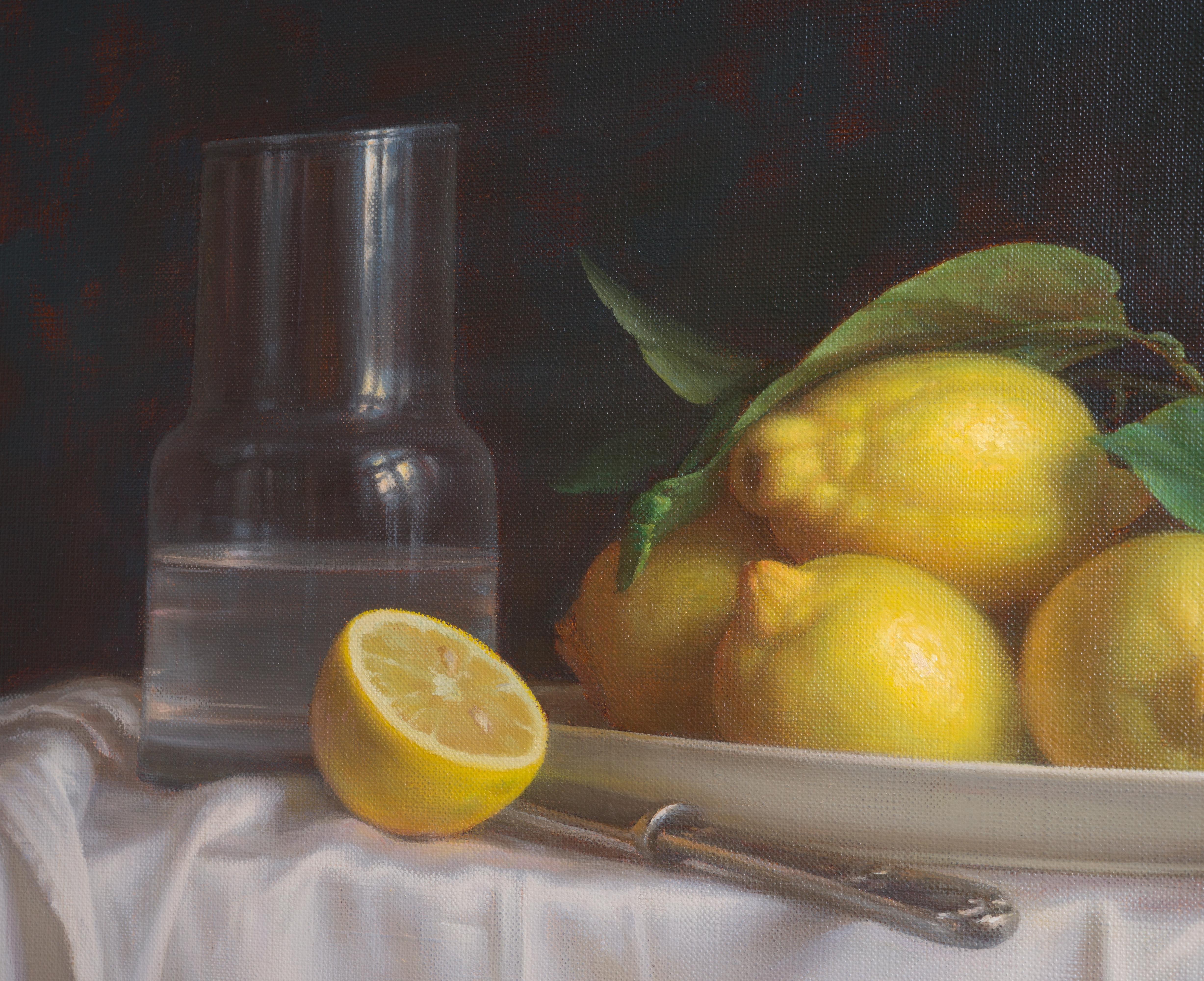 Limones. Óleo original - Interior Painting Negro de Irina Trushkova