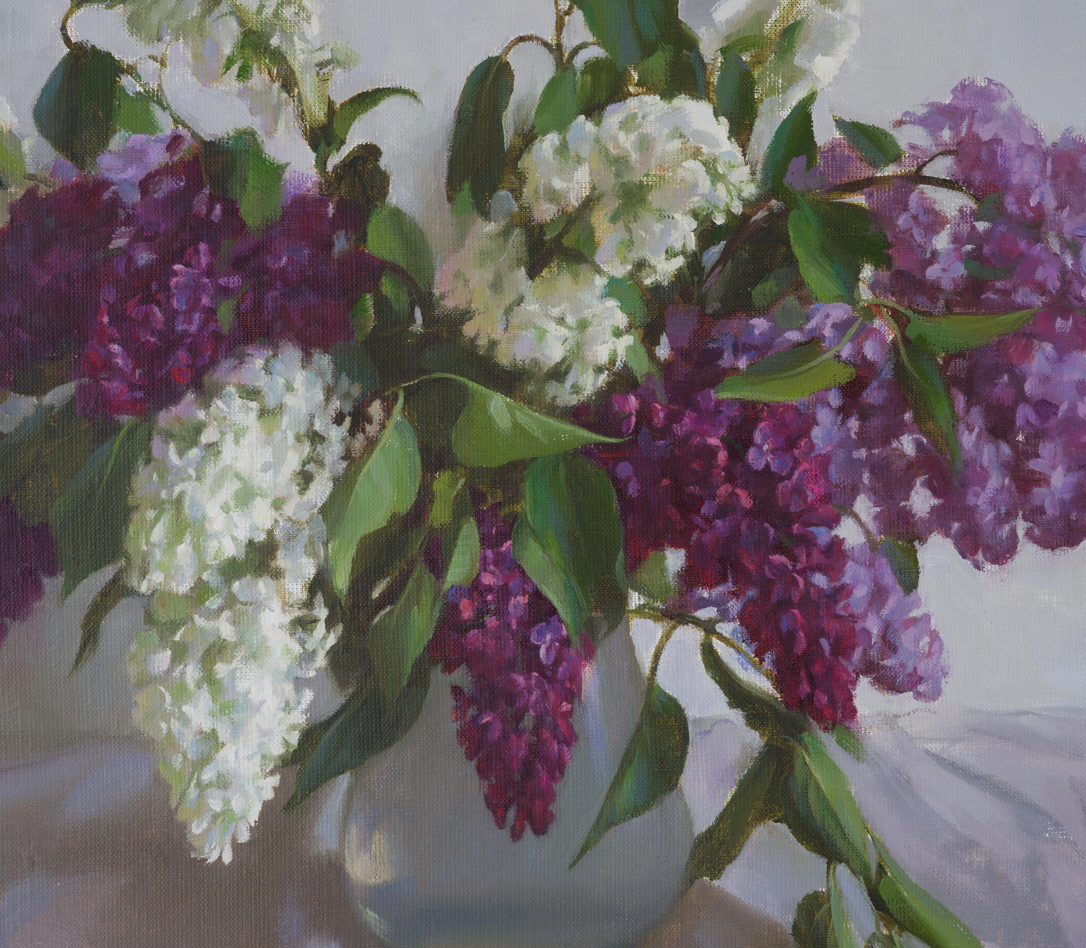 Lilac - Gray Still-Life Painting by Irina Trushkova