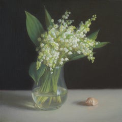 Lilies of the valley, Delicate Still-life Oil Painting by Irina Trushkova 