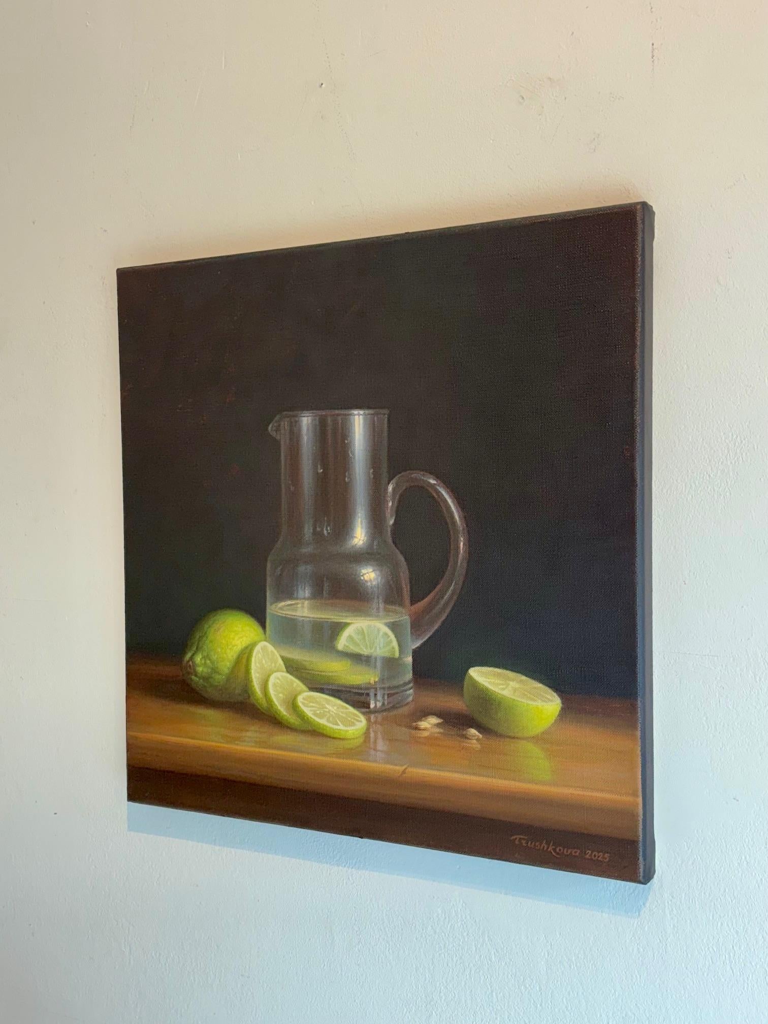 Limettensaft - original modern realismus stillleben ölgemälde - zeitgenössische kunst im Angebot 1