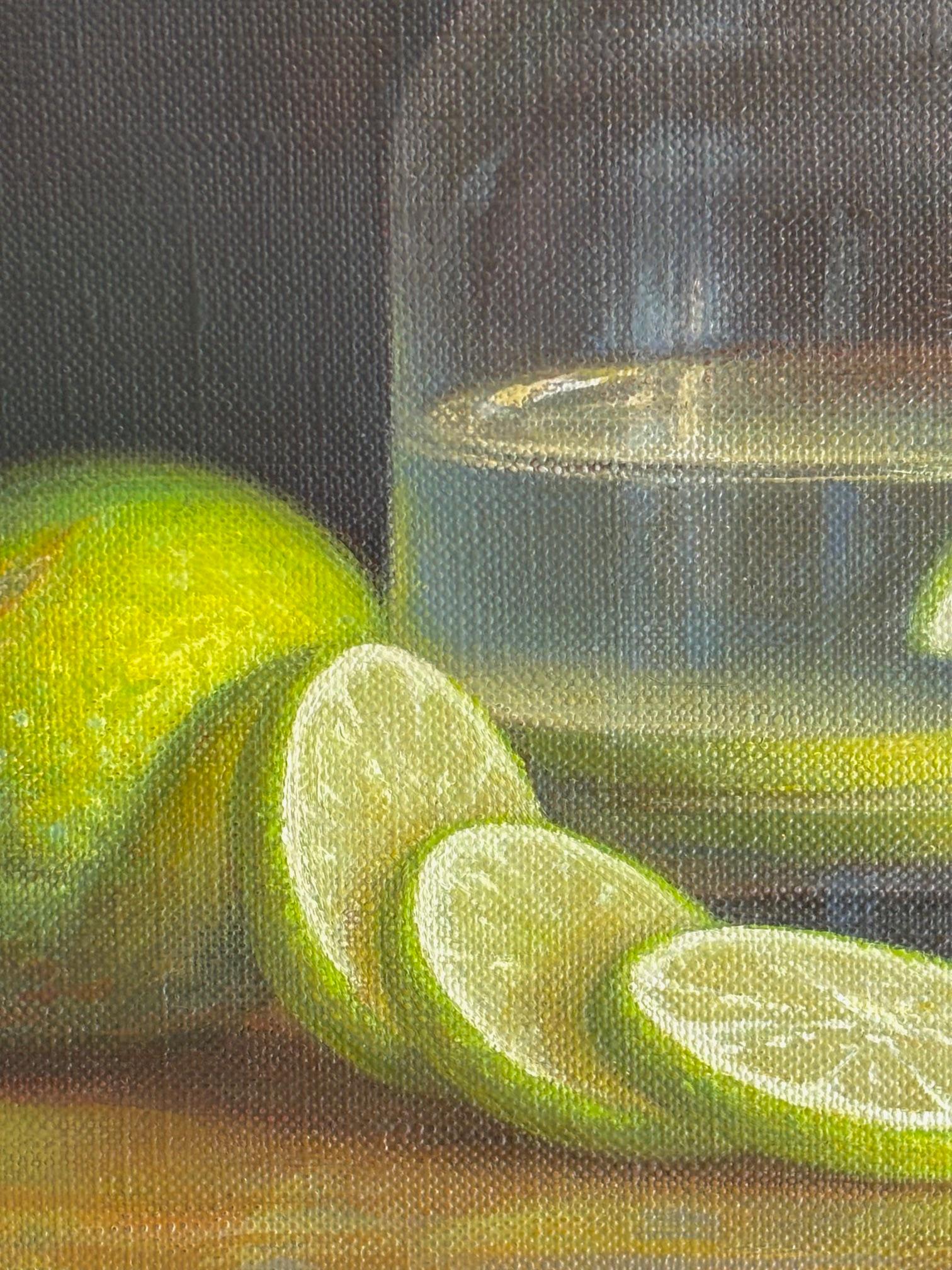 Limettensaft - original modern realismus stillleben ölgemälde - zeitgenössische kunst im Angebot 2