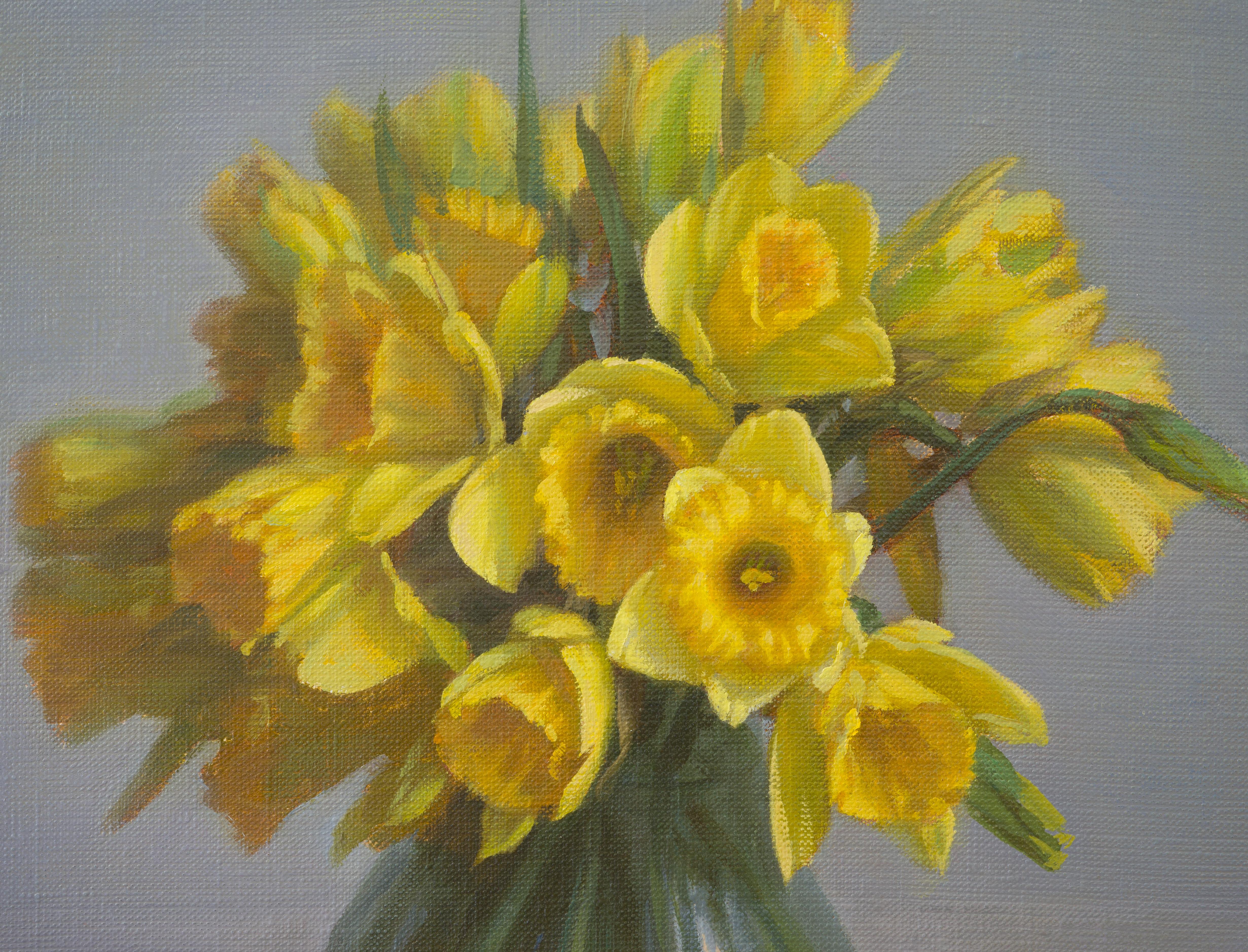 Narciso. Cuadro al óleo original con flores de Irina Trushkova en venta 1