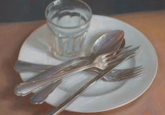 Originales realistisches Stillleben, Ölgemälde von Irina Trushkova, Tisch