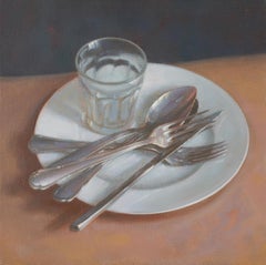 Sur la table, Nature morte réaliste originale, peinture à l'huile par Irina Trushkova