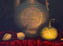 Oriental jug. Original Oil Painting with Flowers by Irina Trushkova