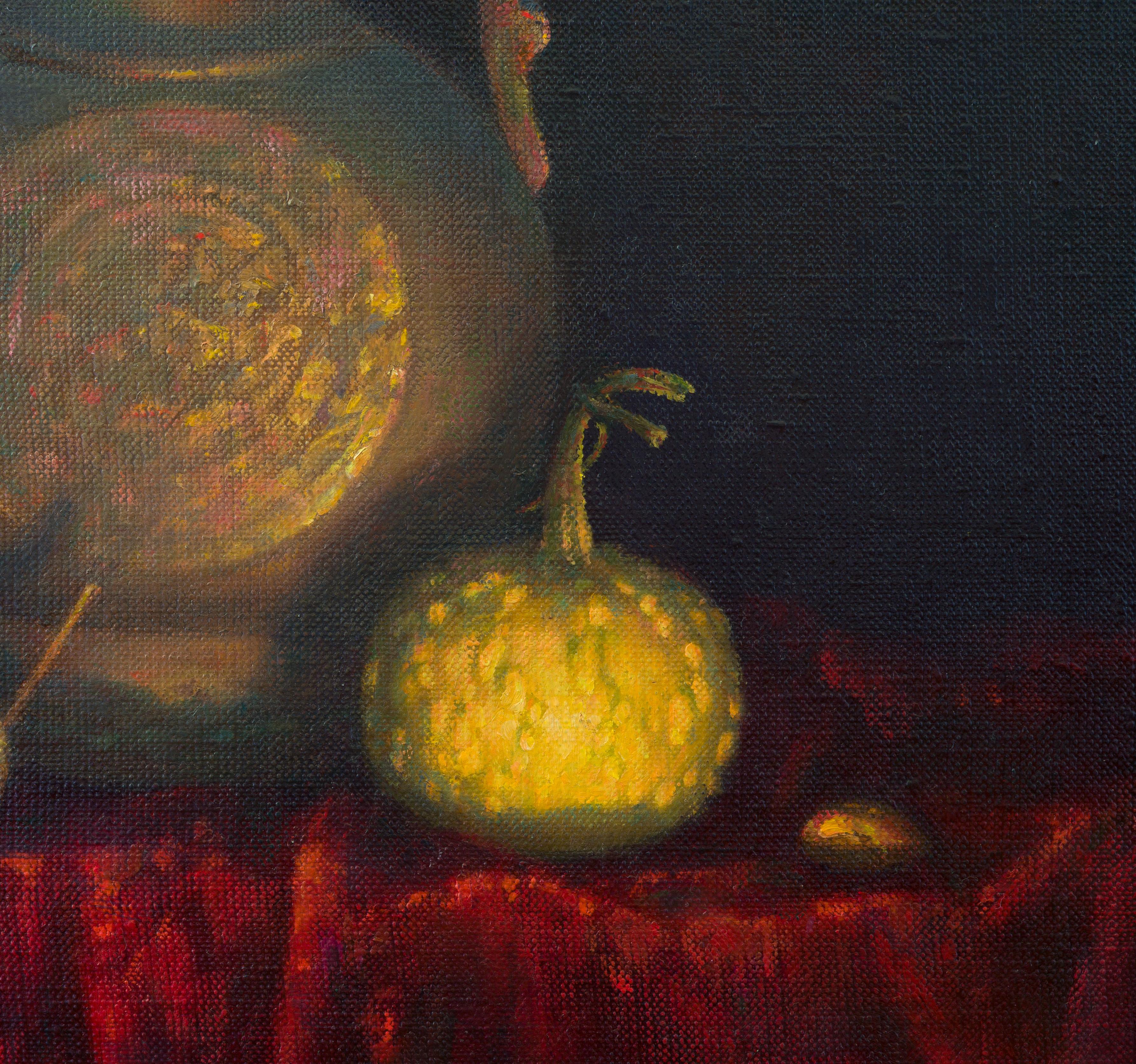 Oriental jug. Original Oil Painting with Flowers by Irina Trushkova For Sale 3