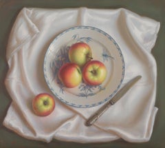 Still life with apples and dragonfly