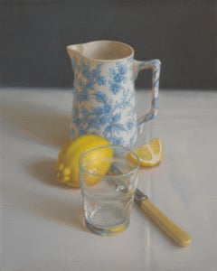 Antique Still life with milk jug and lemon
