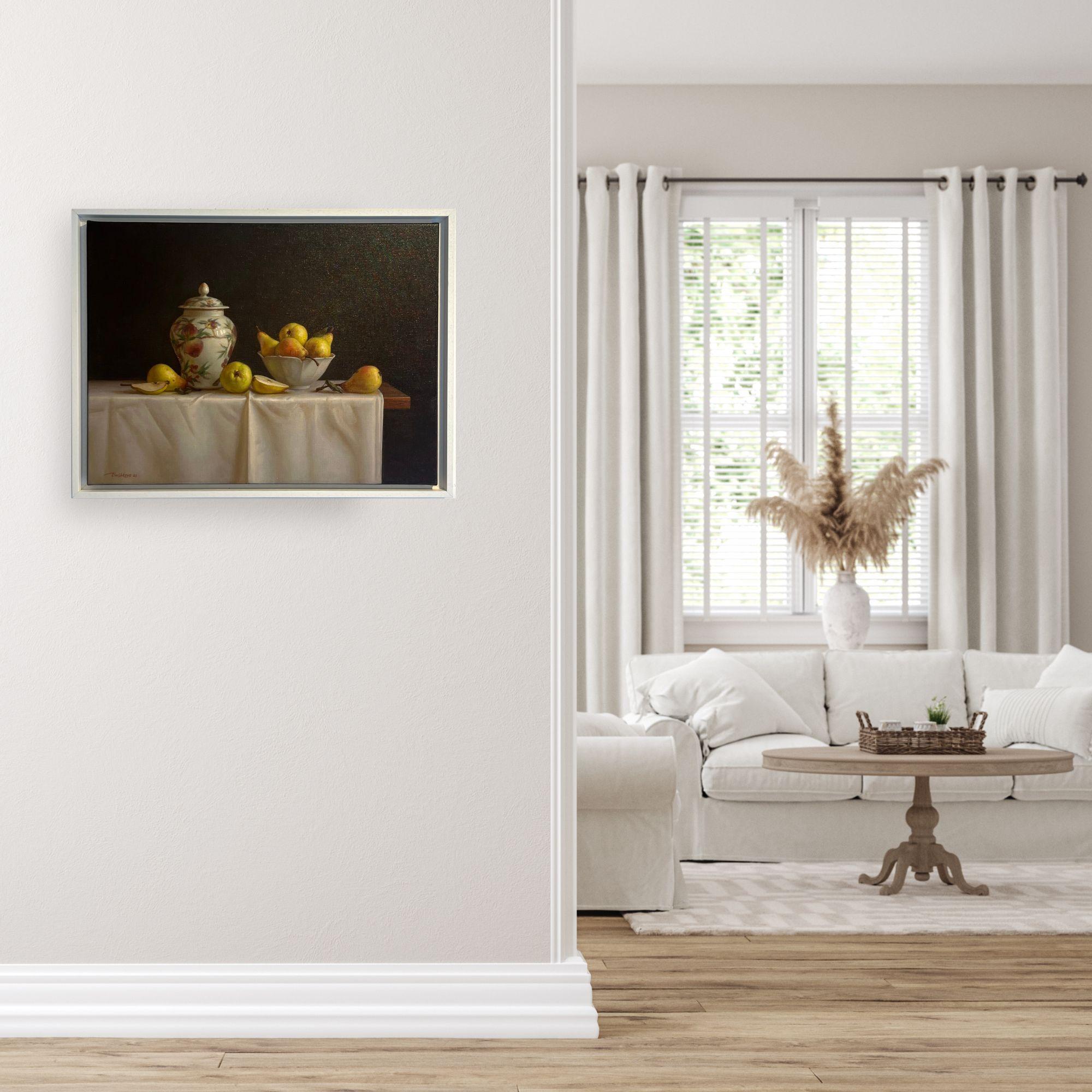 Still life with Pears- original sill life realism painting-contemporary Art 1