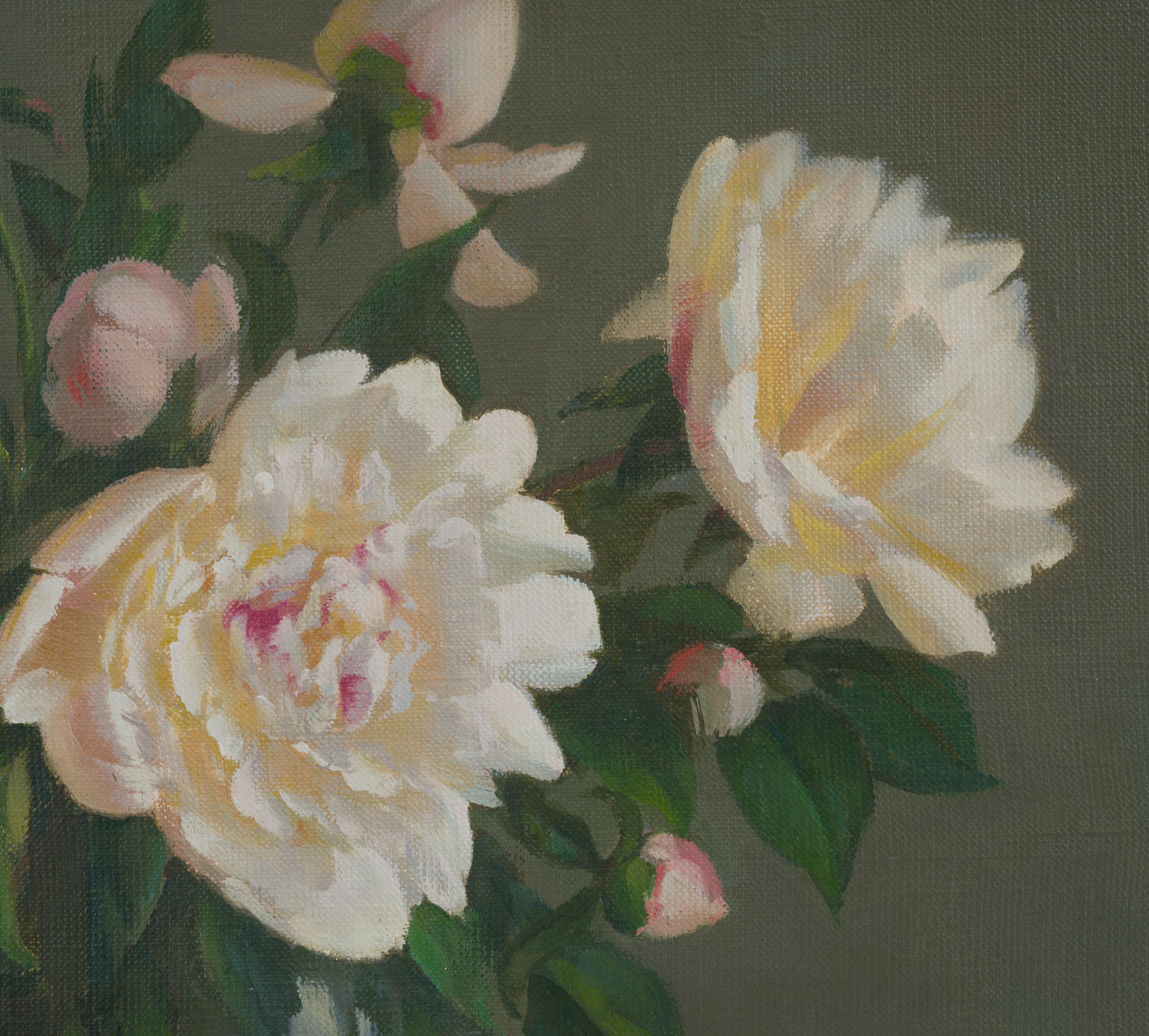 White peonies - Painting by Irina Trushkova