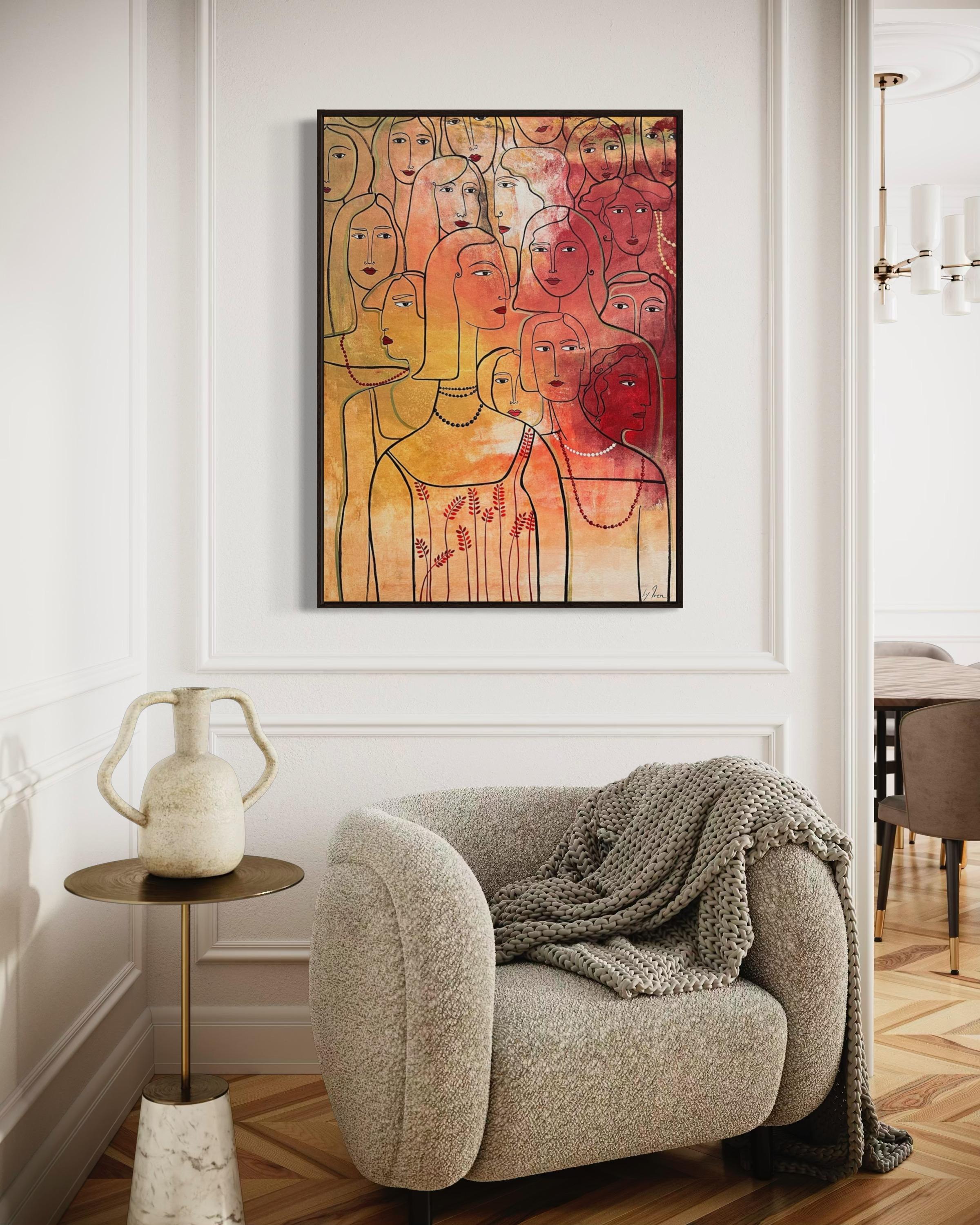 „Among Thousands of Faces“ 110x80cm Segeltuch/Acryl – Painting von Irina Yakovleva
