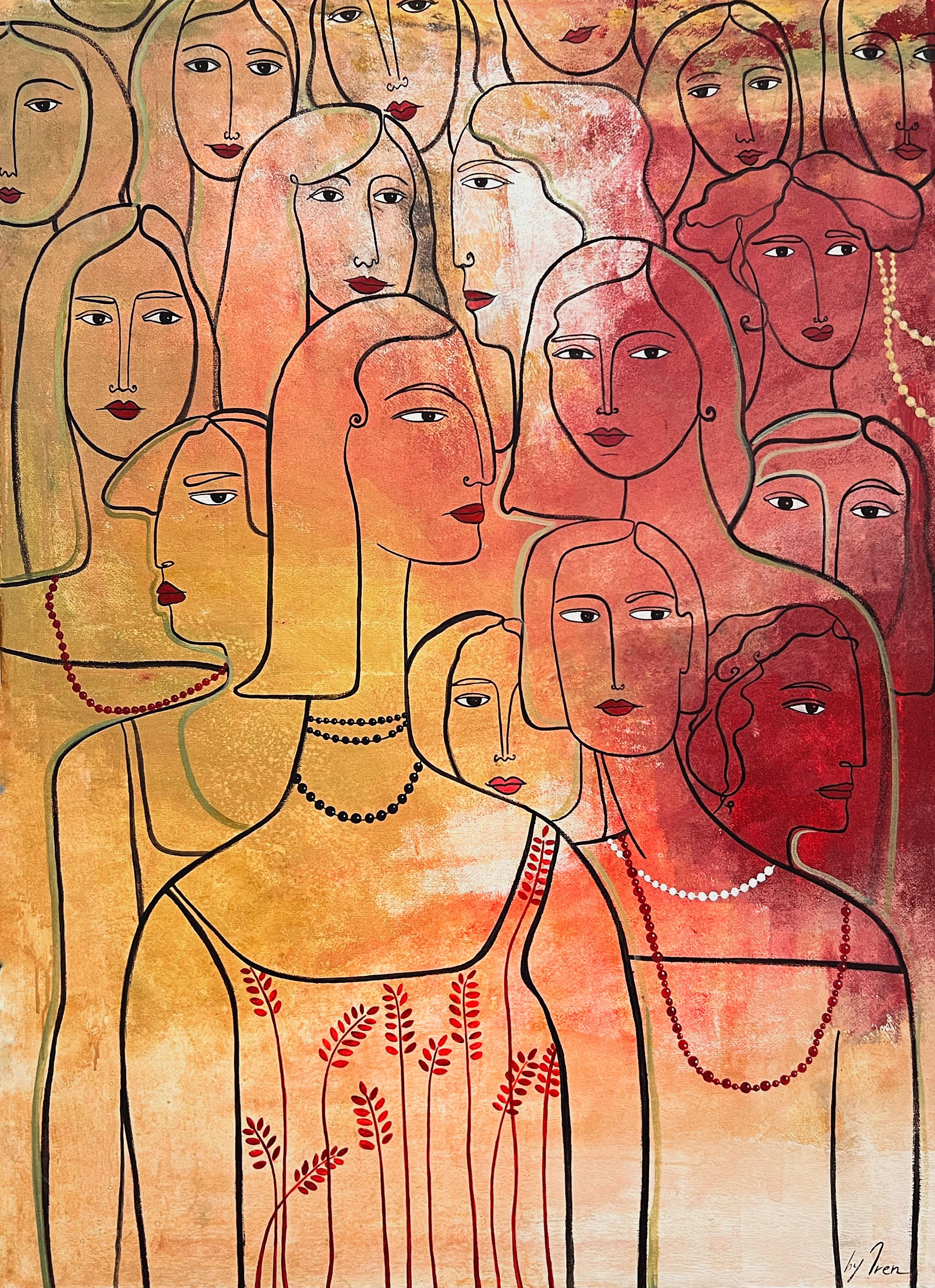 Irina Yakovleva Figurative Painting - "Among Thousands of Faces" 110x80cm Canvas/acrylic