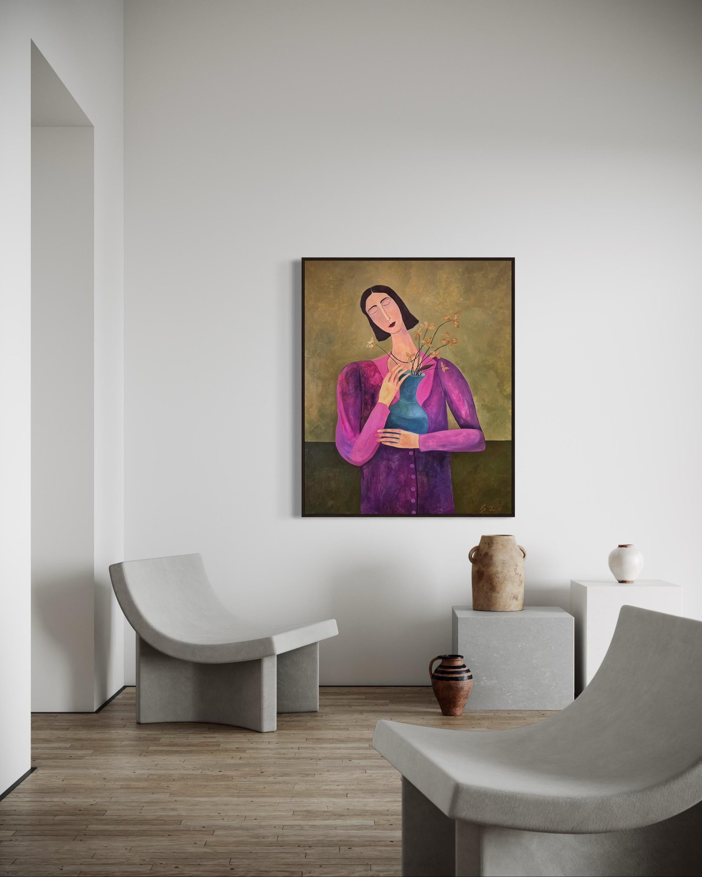 Las flores me recordarán a ti, 120x100cm, acrílico, lienzo en venta 2