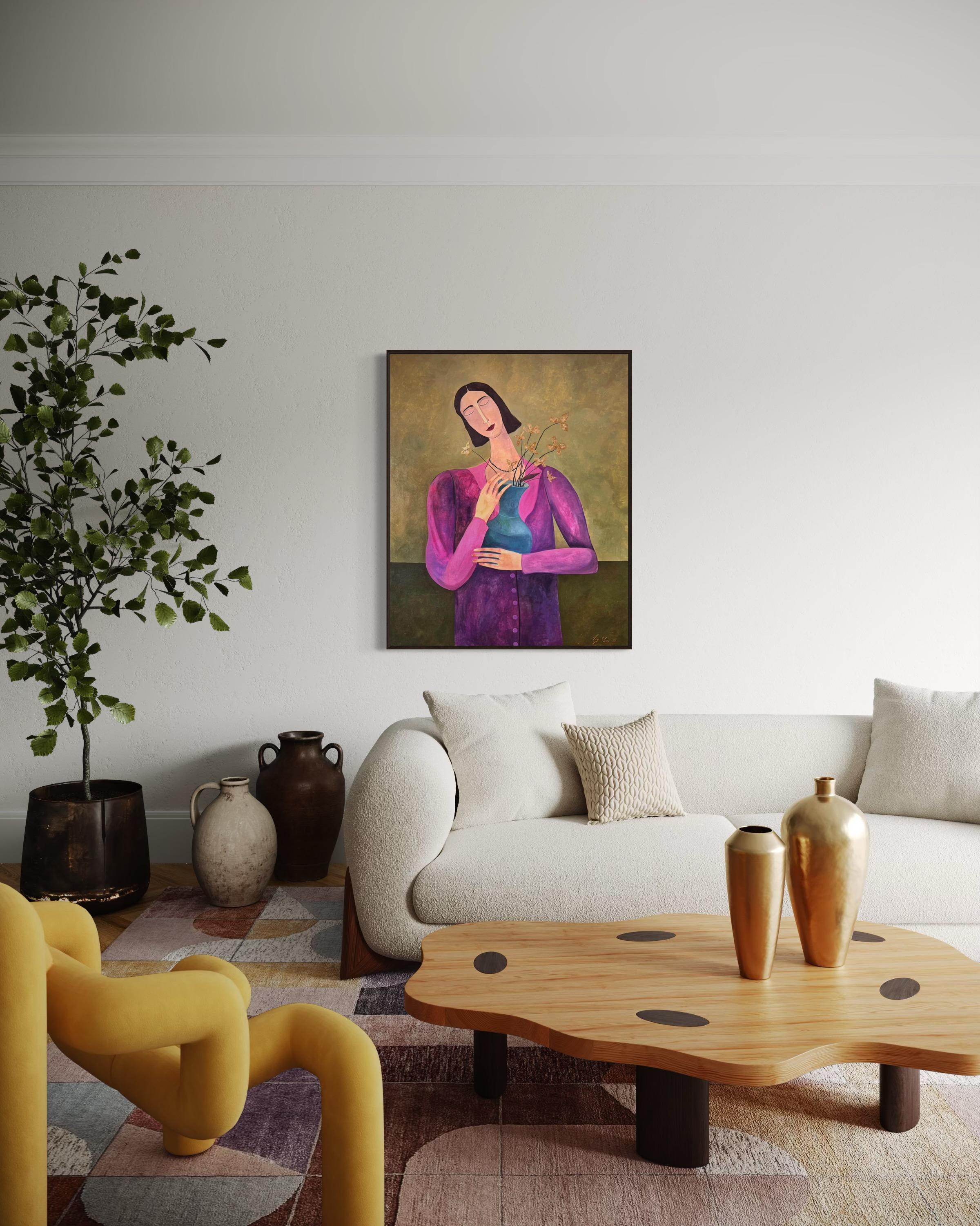 Blumen werden mich an Sie erinnern, 120x100cm, Acryl, Leinwand im Angebot 1