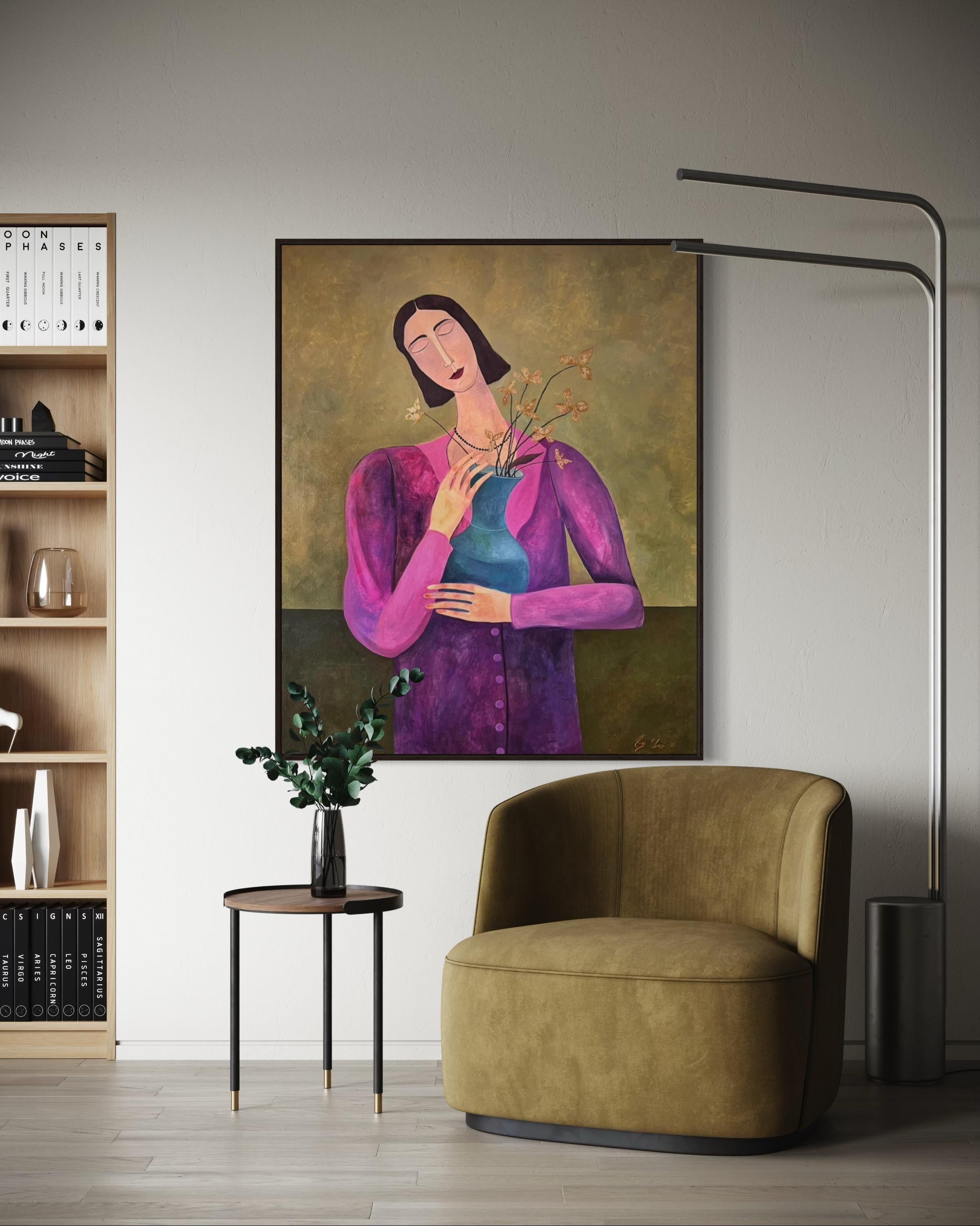 Blumen werden mich an Sie erinnern, 120x100cm, Acryl, Leinwand im Angebot 2