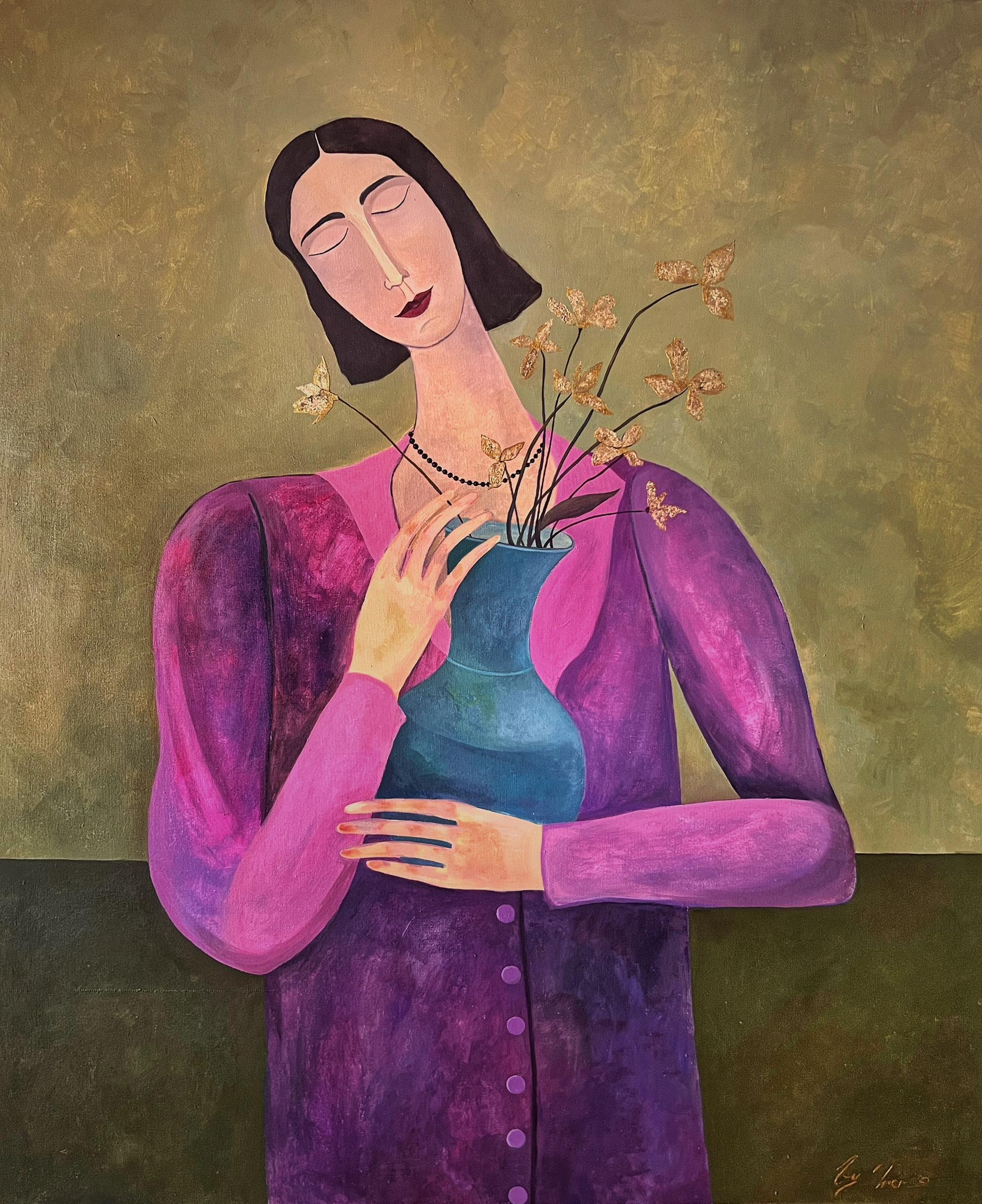 Flowers will remind me of you, 120x100cm, acrylic, canvas - Art by Irina Yakovleva