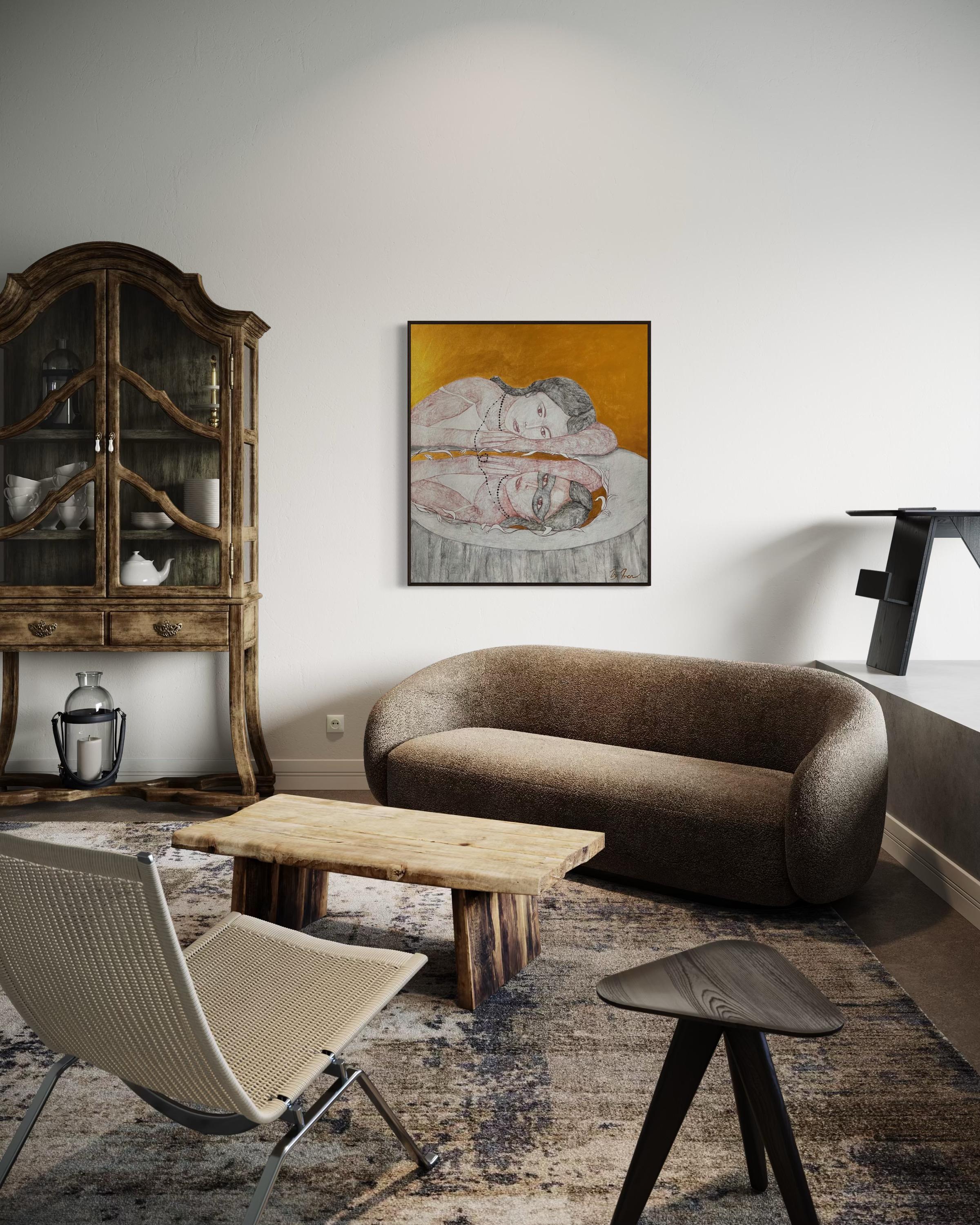 Ho paura di perdere il mio riflesso, 120x110cm, acrilico, tela in vendita 2