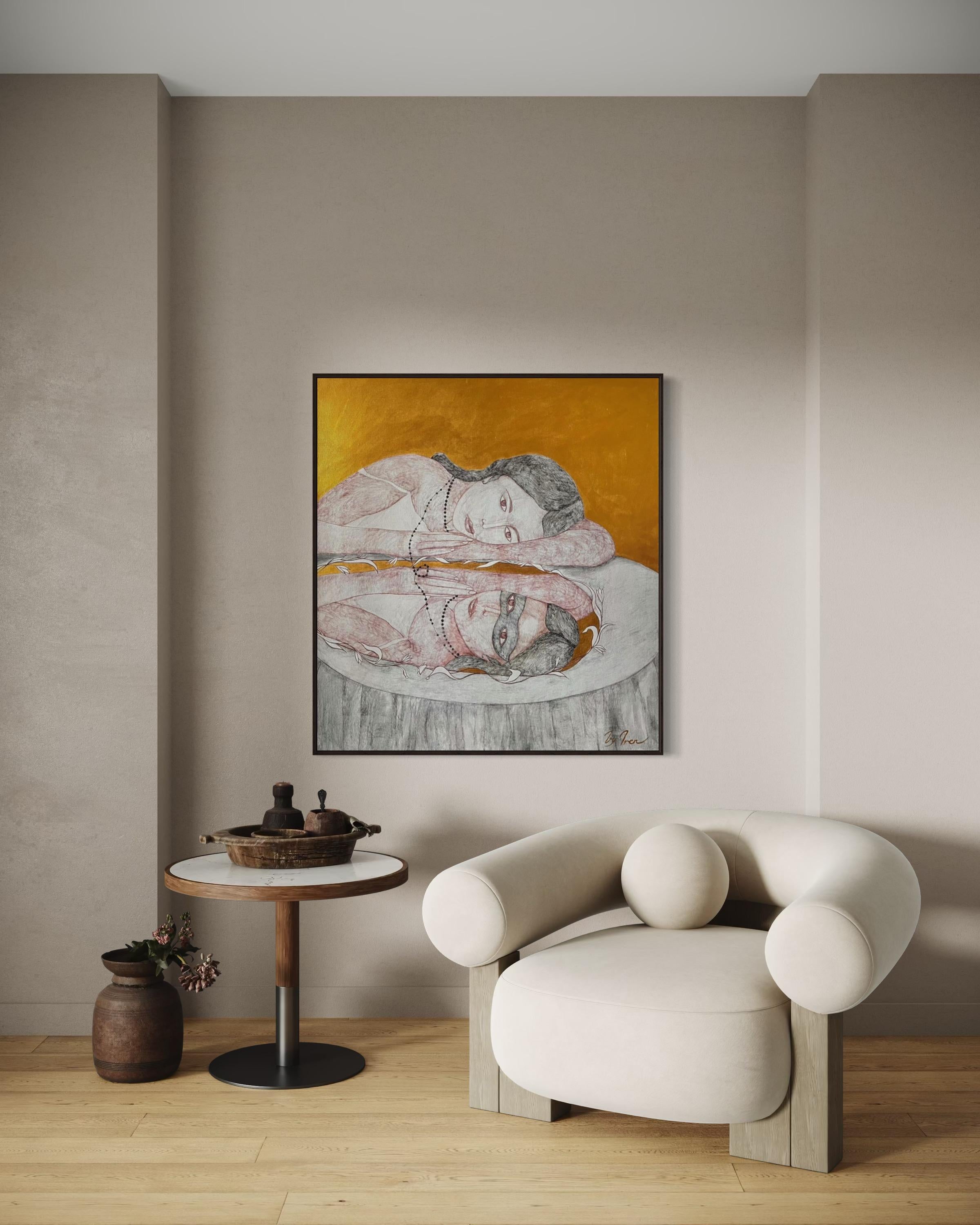 Ho paura di perdere il mio riflesso, 120x110cm, acrilico, tela in vendita 3