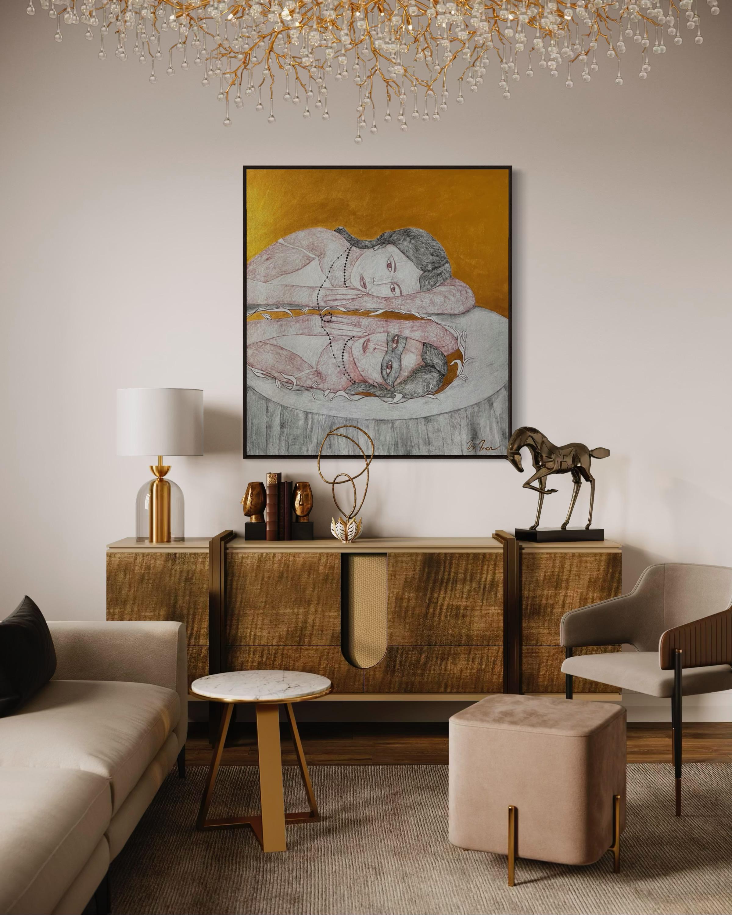 I'm afraid to lose my reflection, 120x110cm, acrylic, canvas For Sale 2