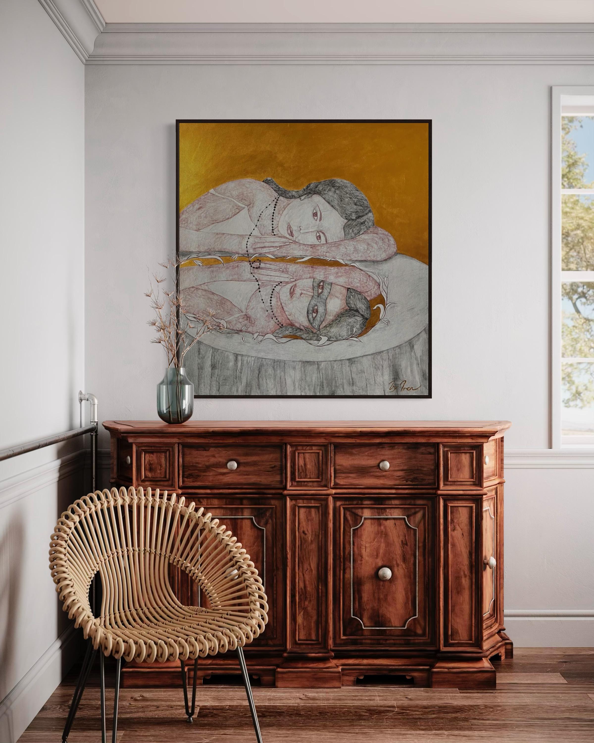 Ho paura di perdere il mio riflesso, 120x110cm, acrilico, tela in vendita 5